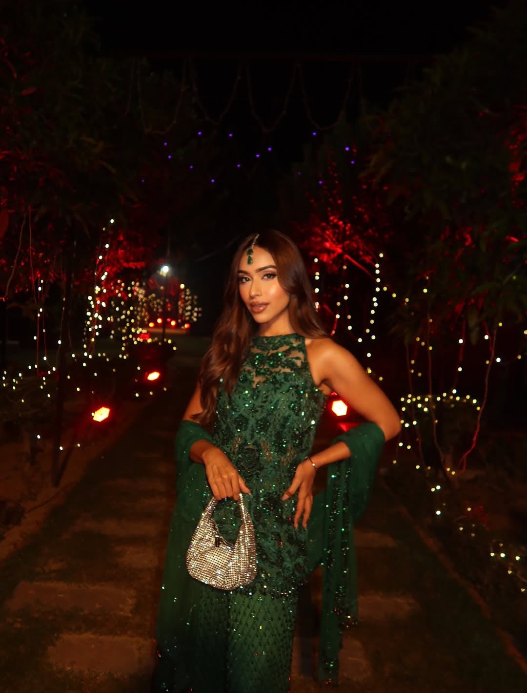 Gurleen Kaur in green sharara set