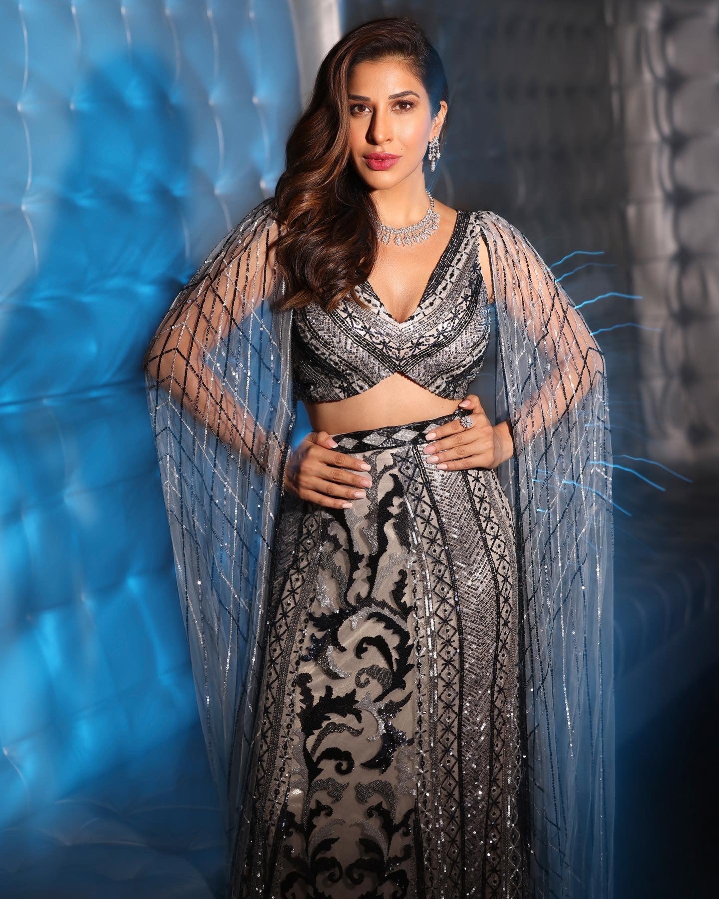 Sophie Chaudhary in midnight mermaid lehenga