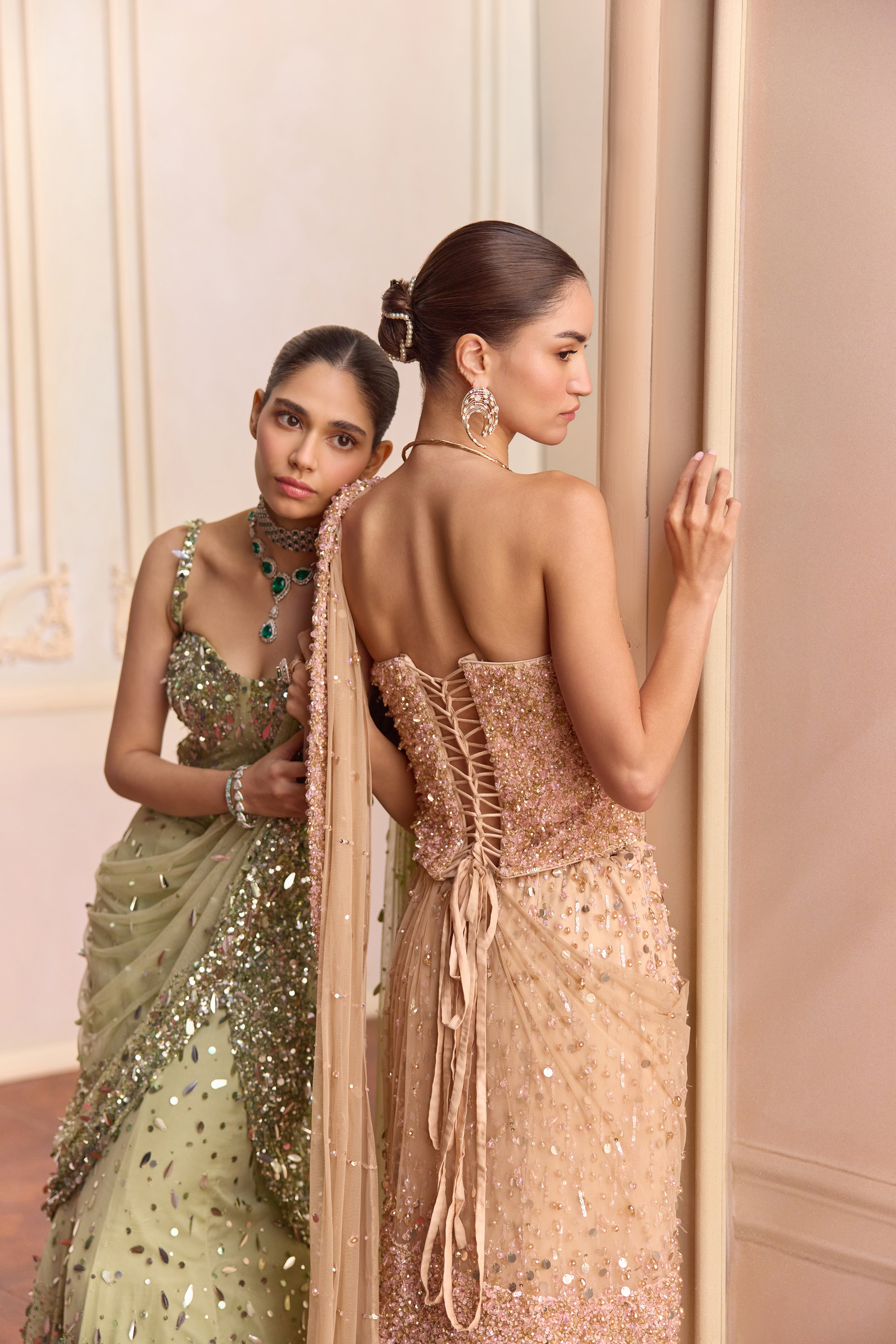 Peachfin- Shimmer lehenga saree
