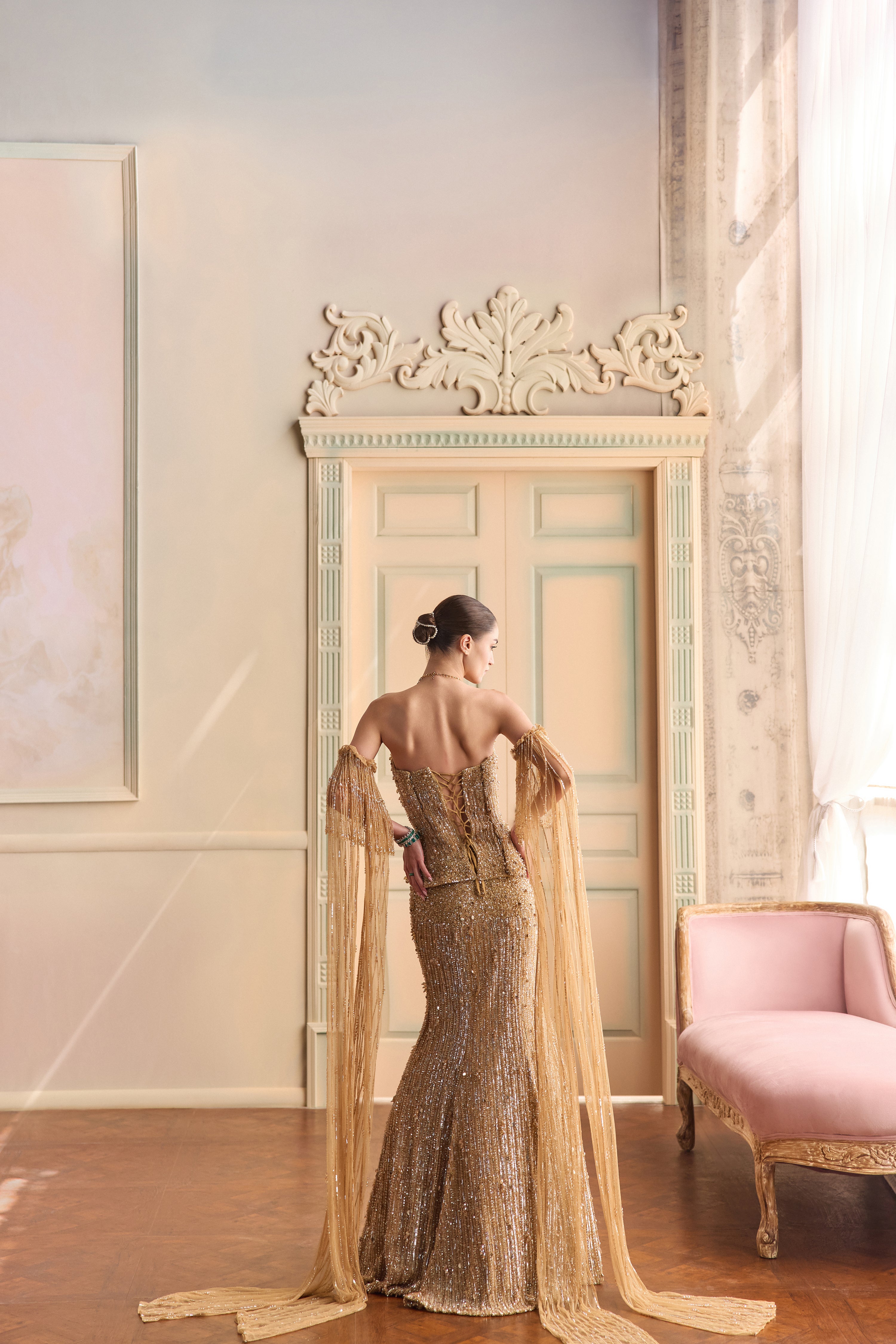 Elara- Gold mermaid lehenga