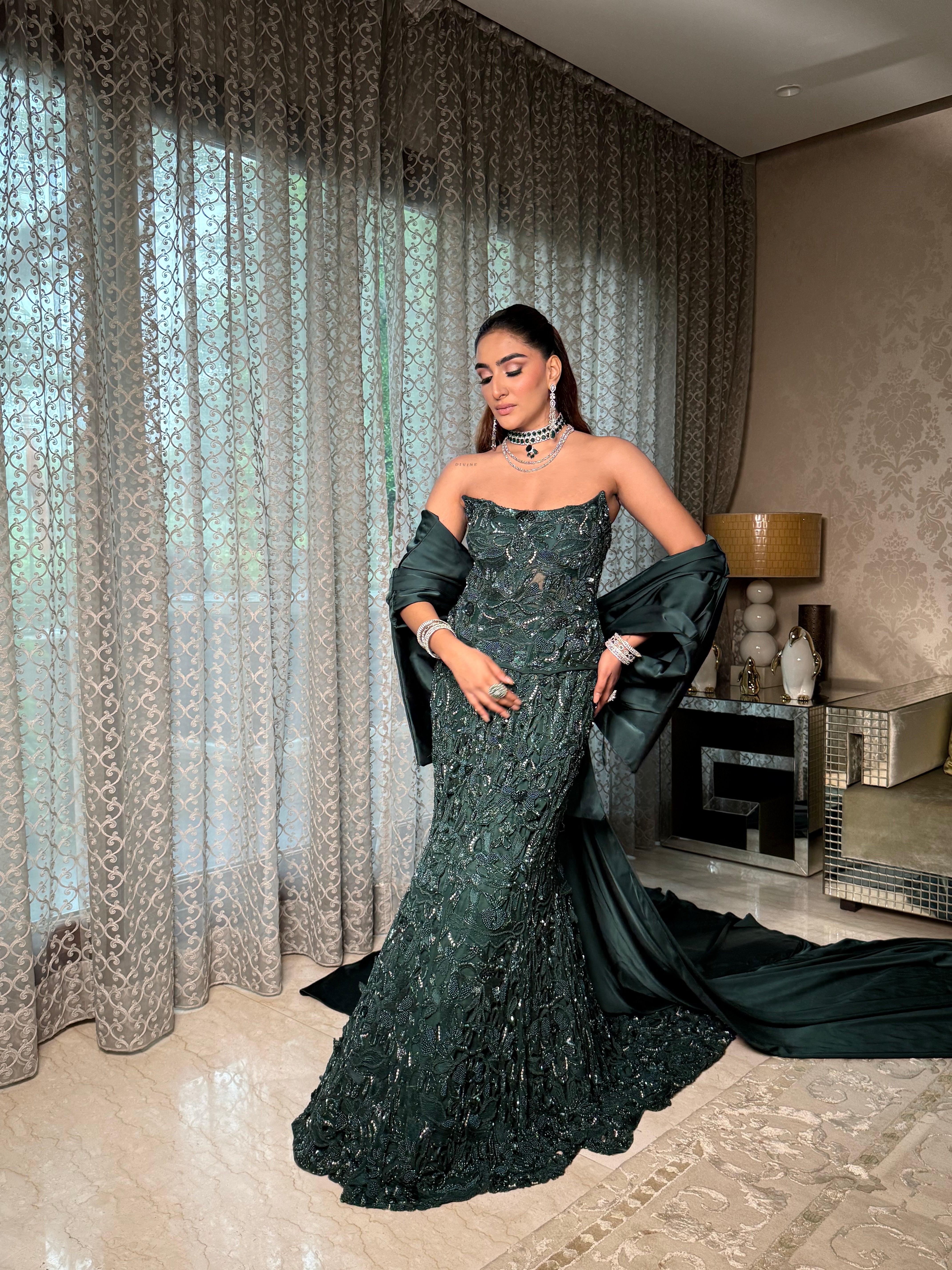 Greenleaf corset mermaid lehenga