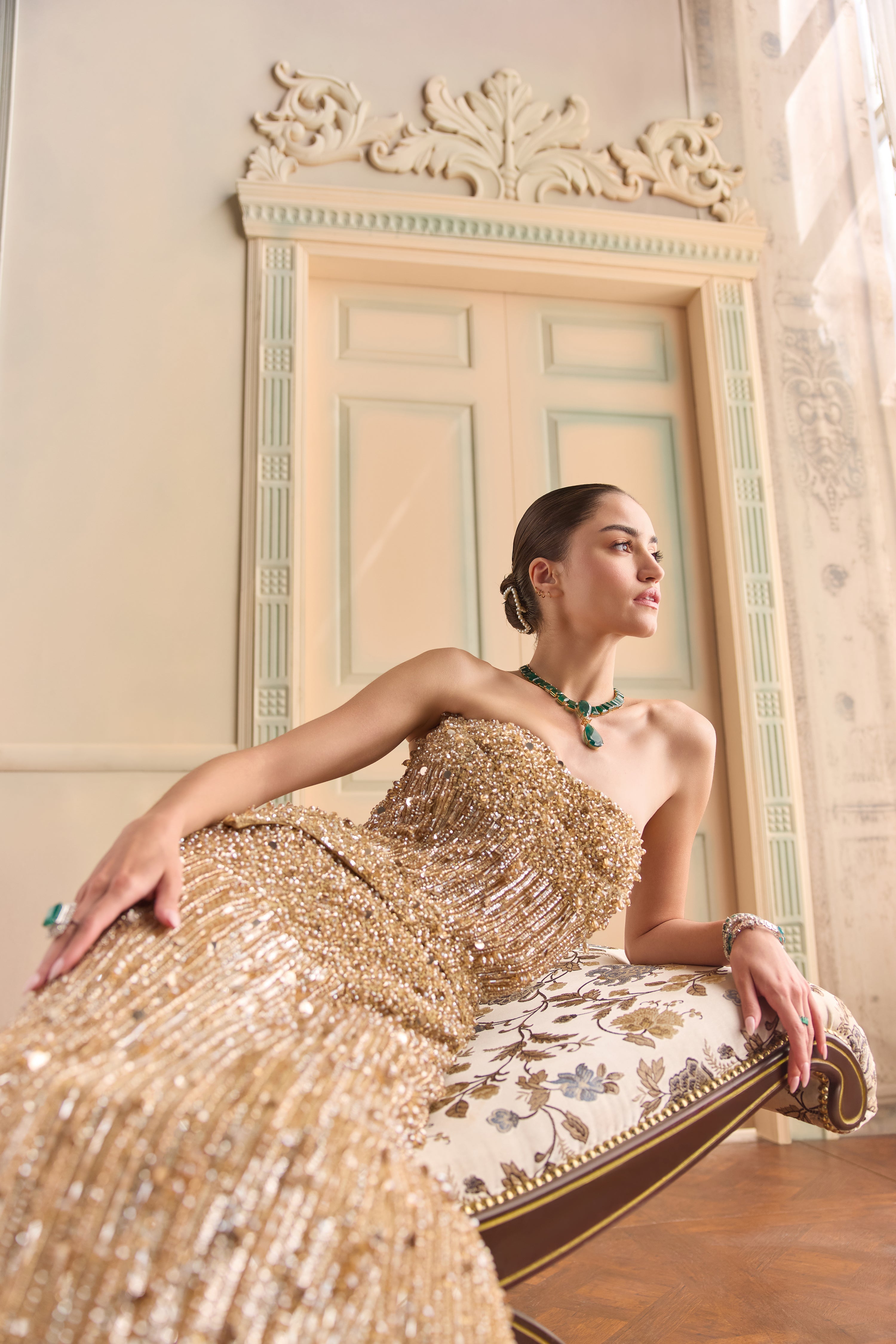 Elara- Gold mermaid lehenga