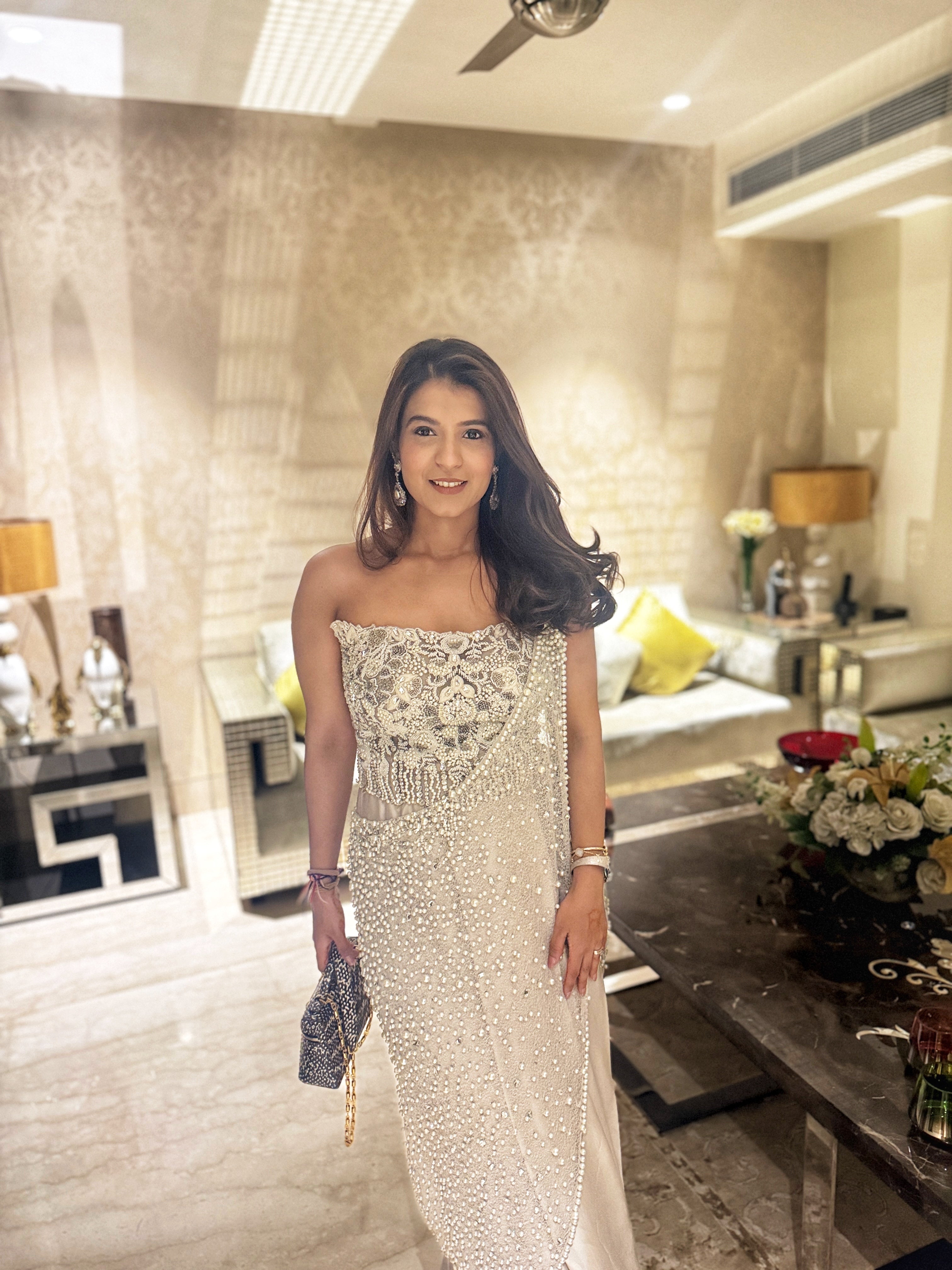 EMBROIDERED CORSET WITH PEARL SARI