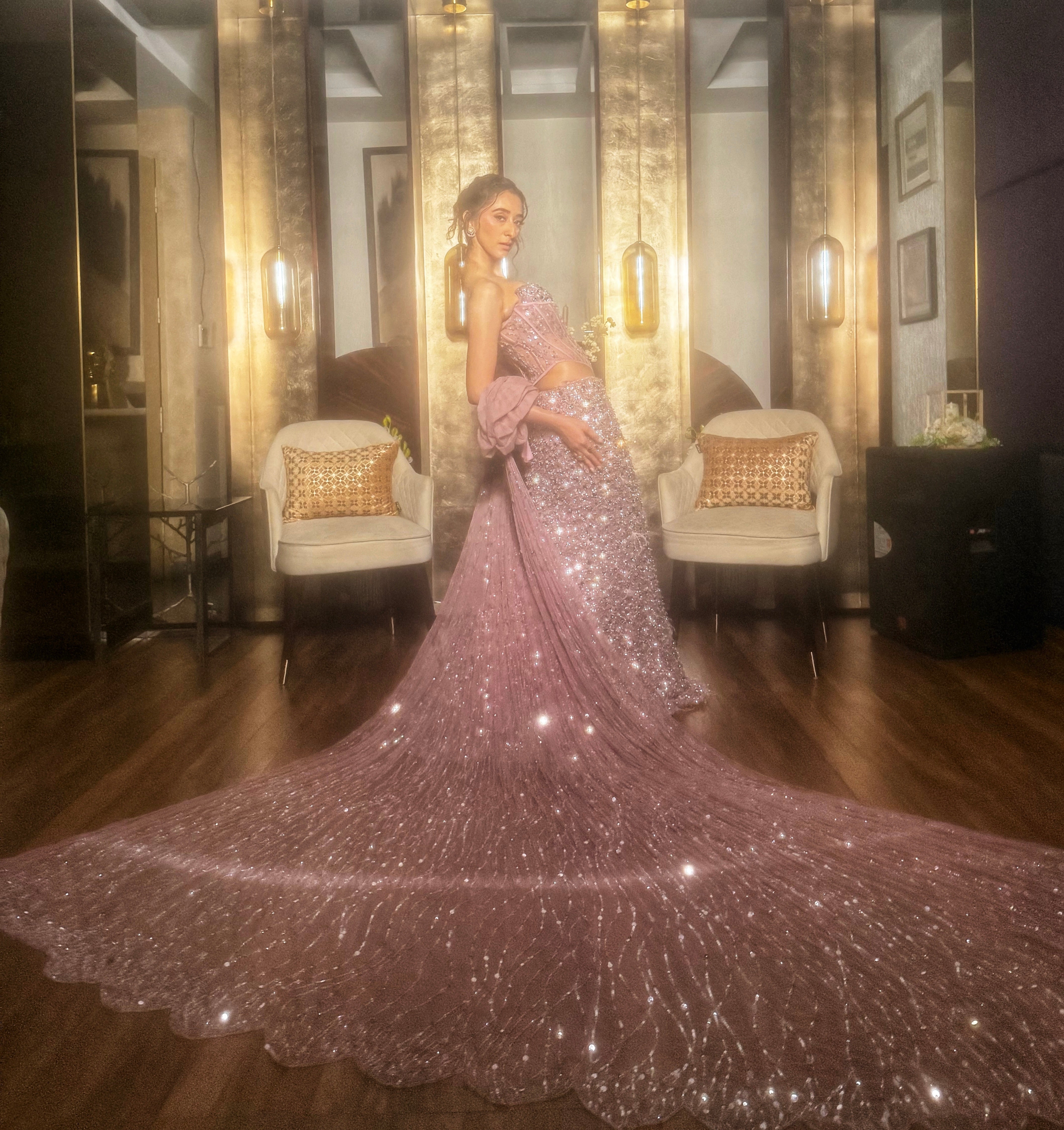 Mandarinfish corset lehenga