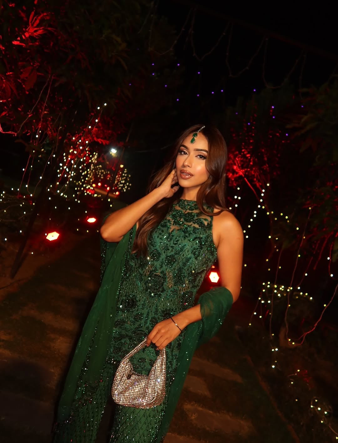 Gurleen Kaur in green sharara set