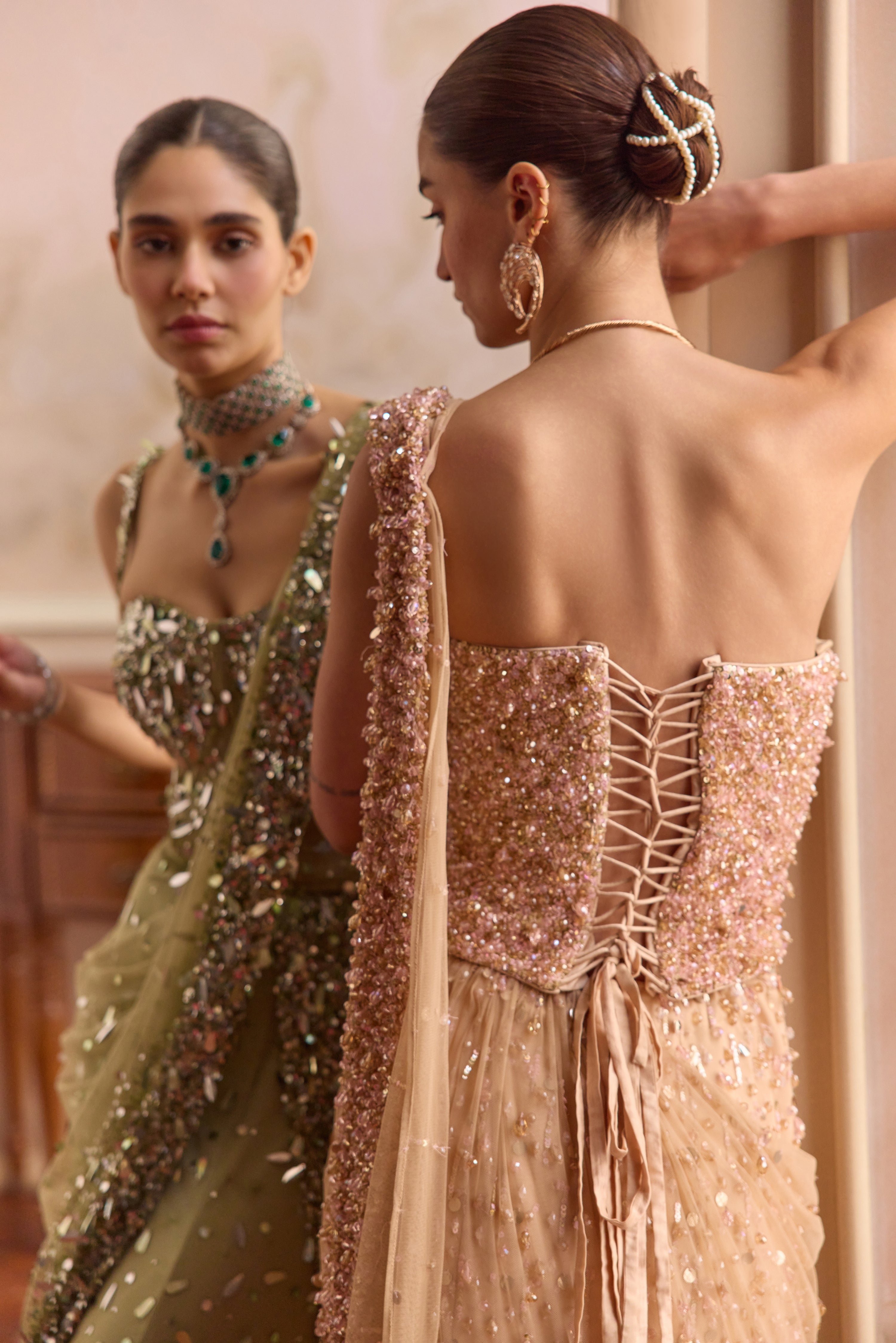 Peachfin- Shimmer lehenga saree