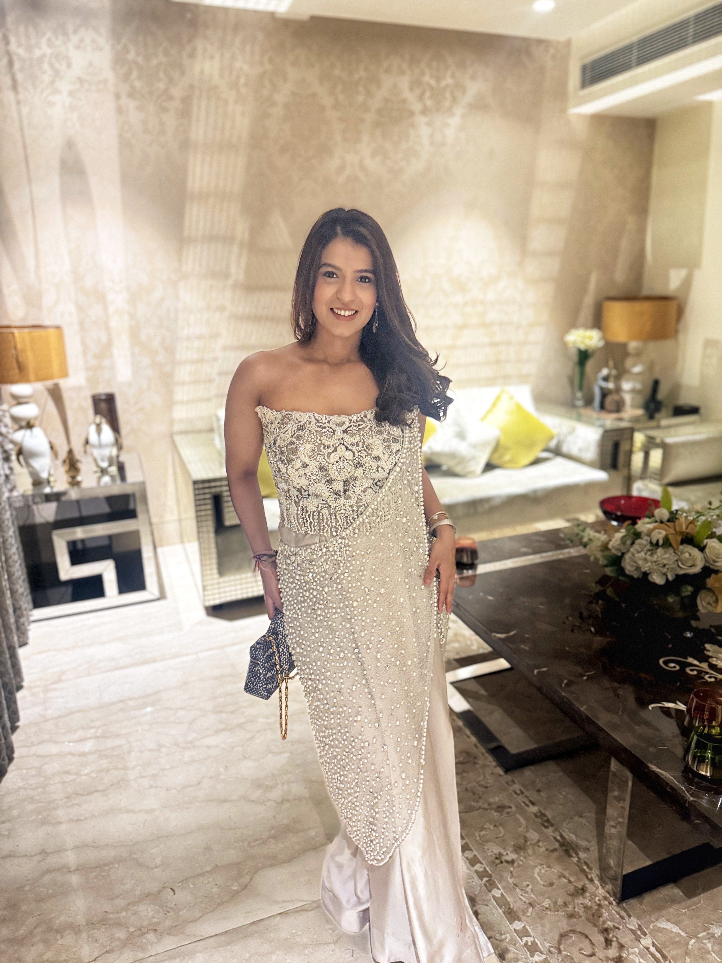 EMBROIDERED CORSET WITH PEARL SARI