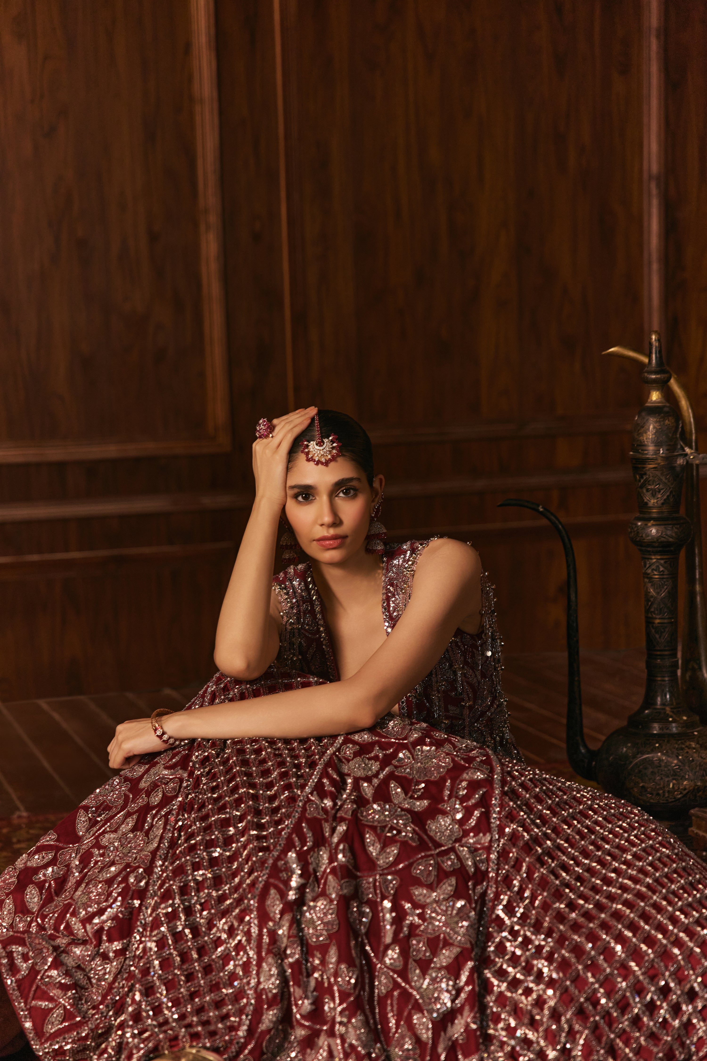 Begum bloom- Rani pink and silver lehenga