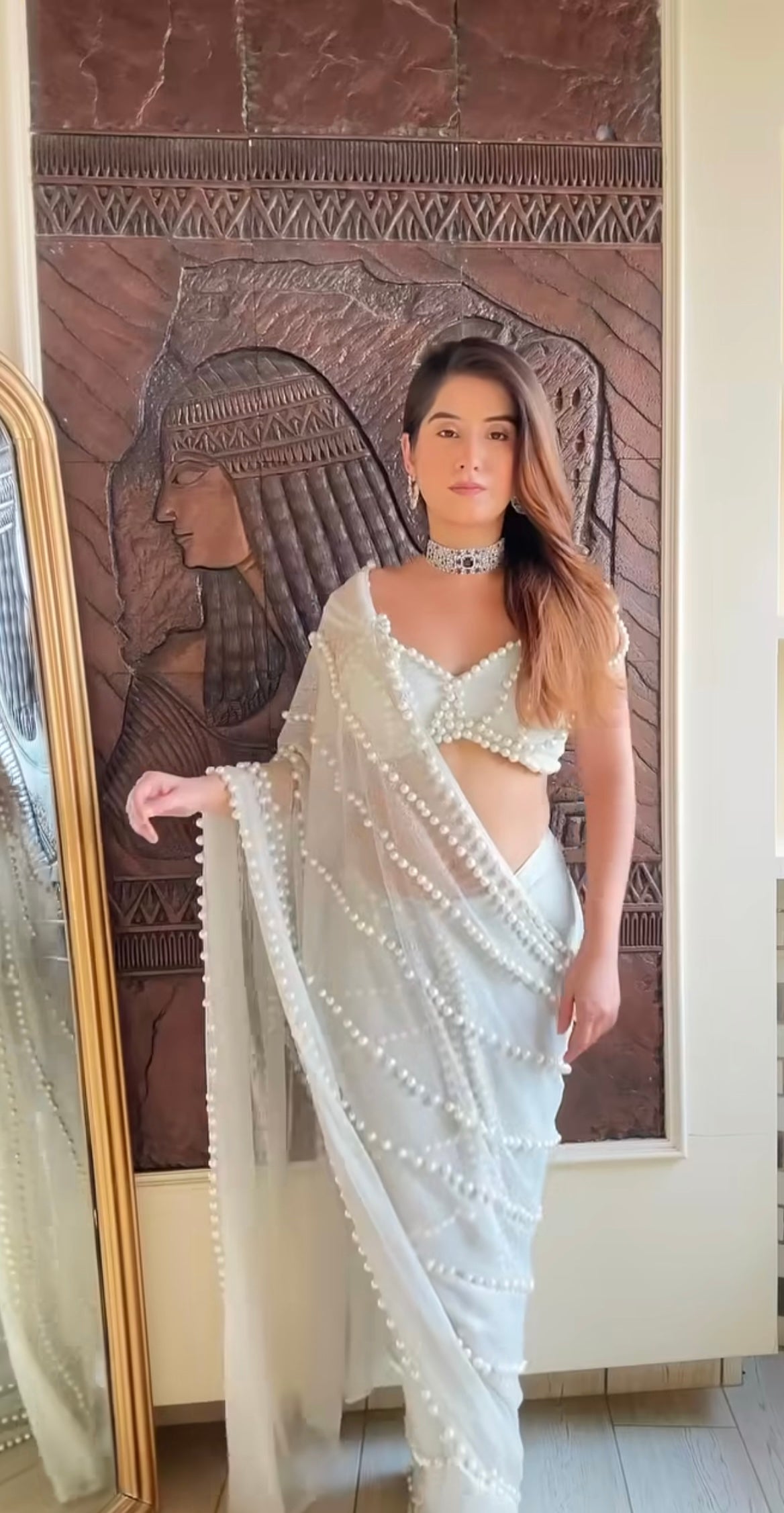Kritika roopchandani in pearl saree