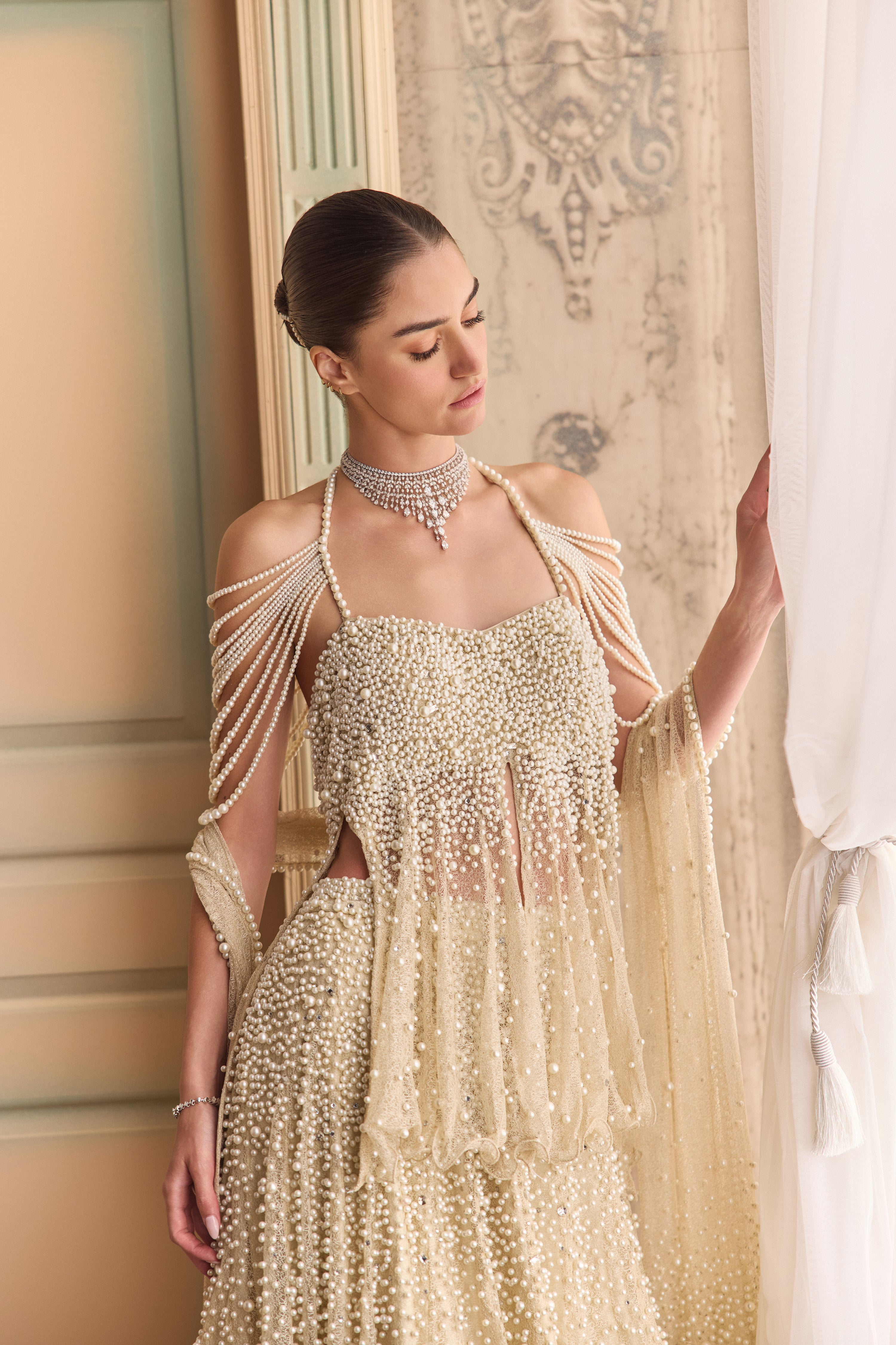 Creme moon- Pearl lehenga