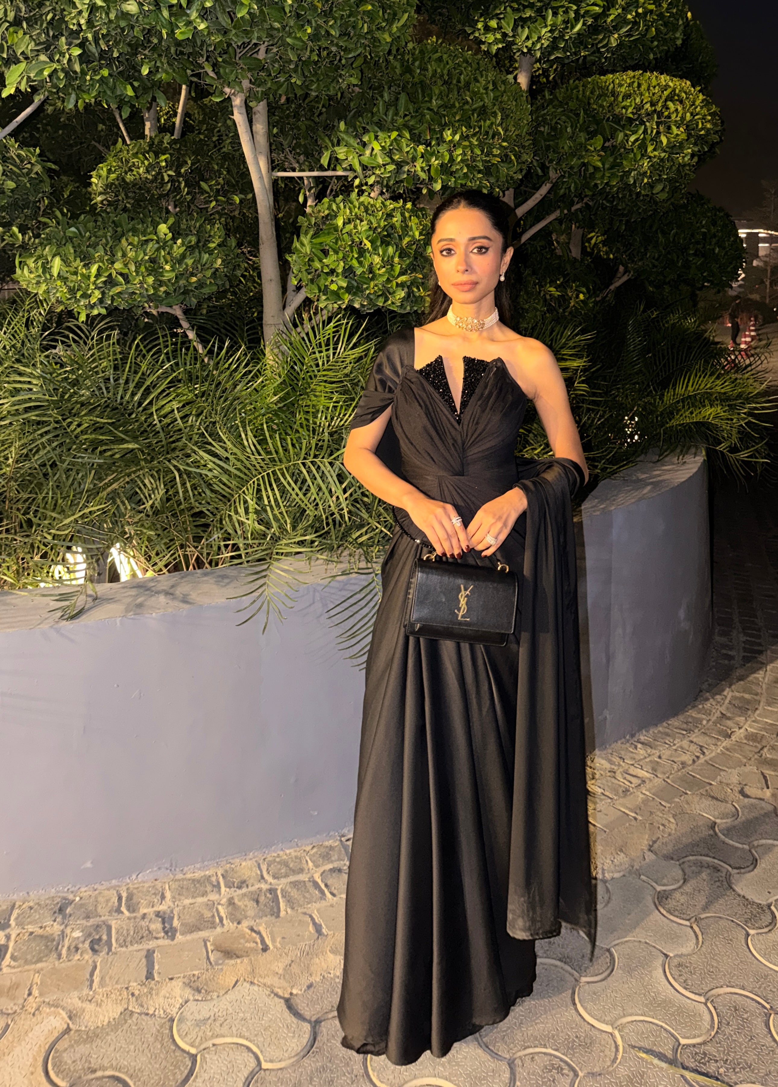 BLACK LOTUS CORSET SAREE