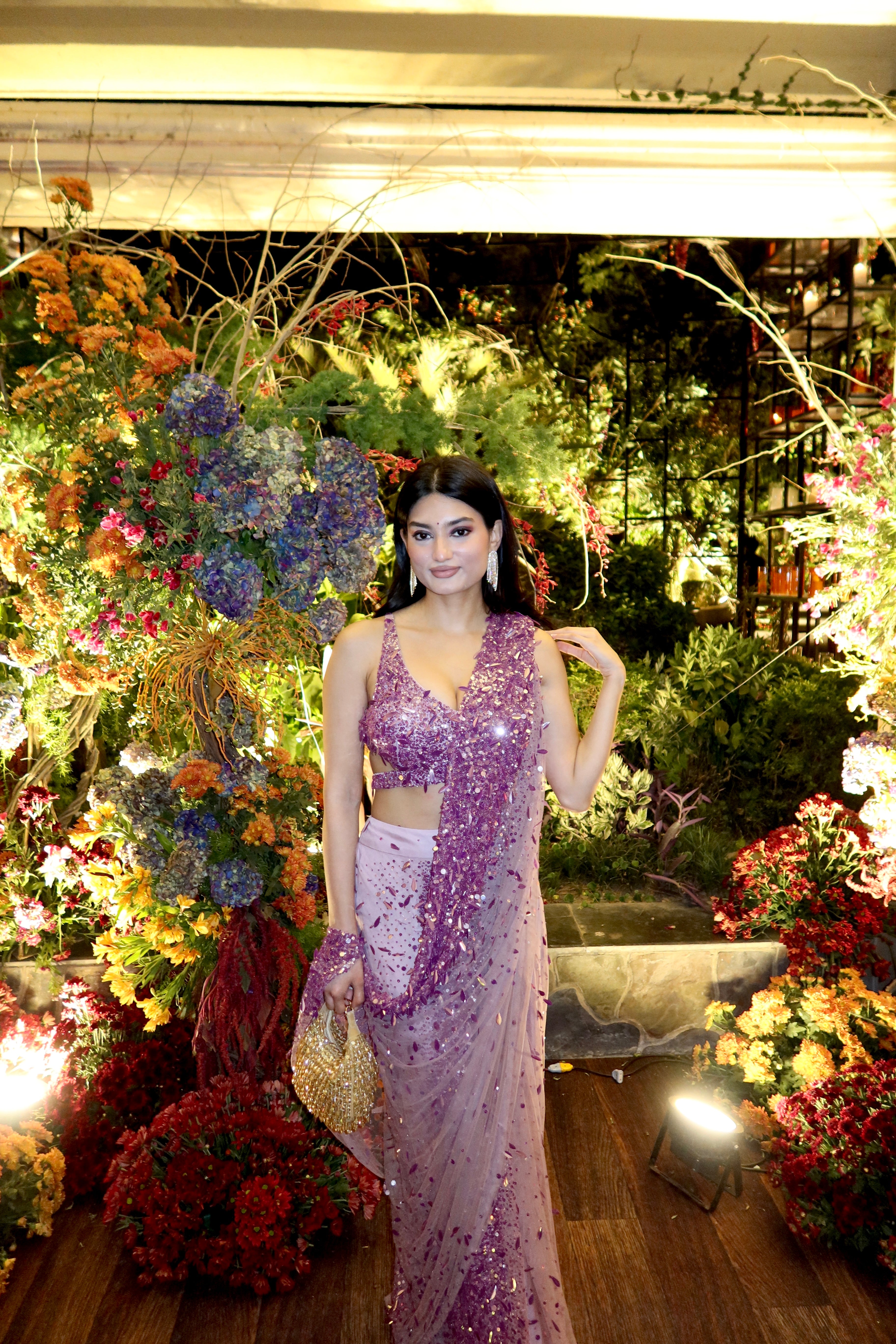 Medha Das in Orchid saree