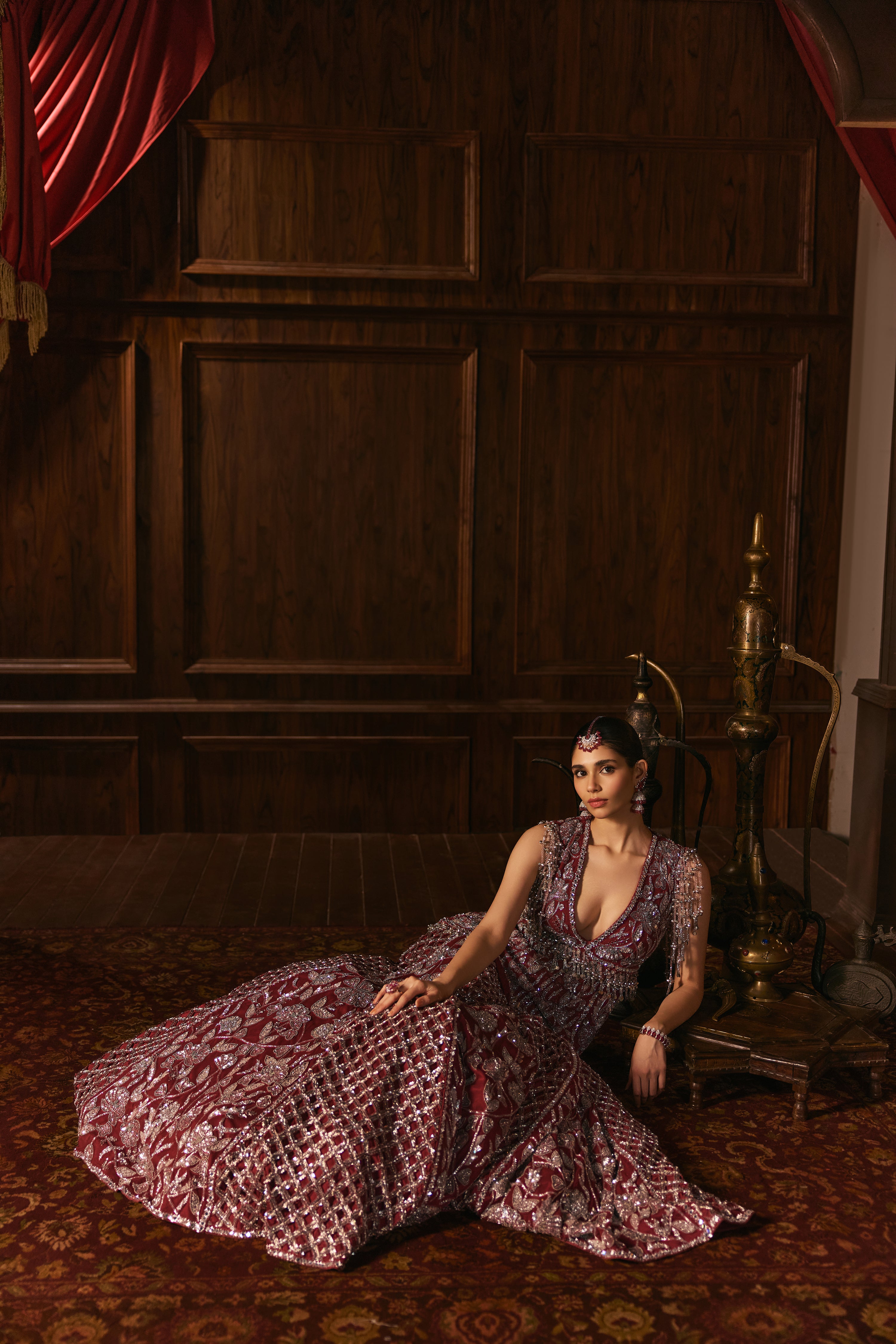 Begum bloom- Rani pink and silver lehenga