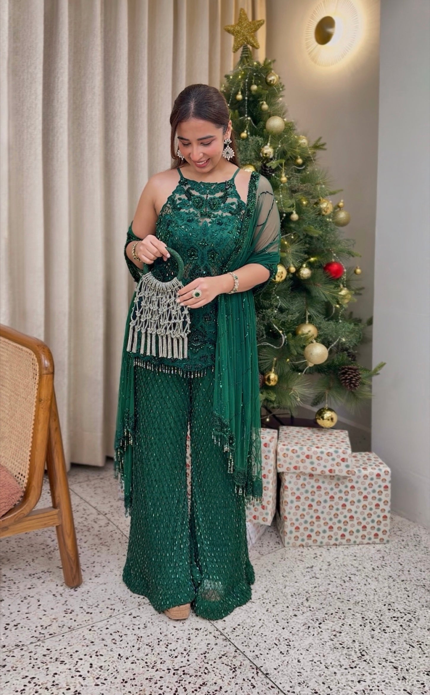 Maggi in Green sharara set