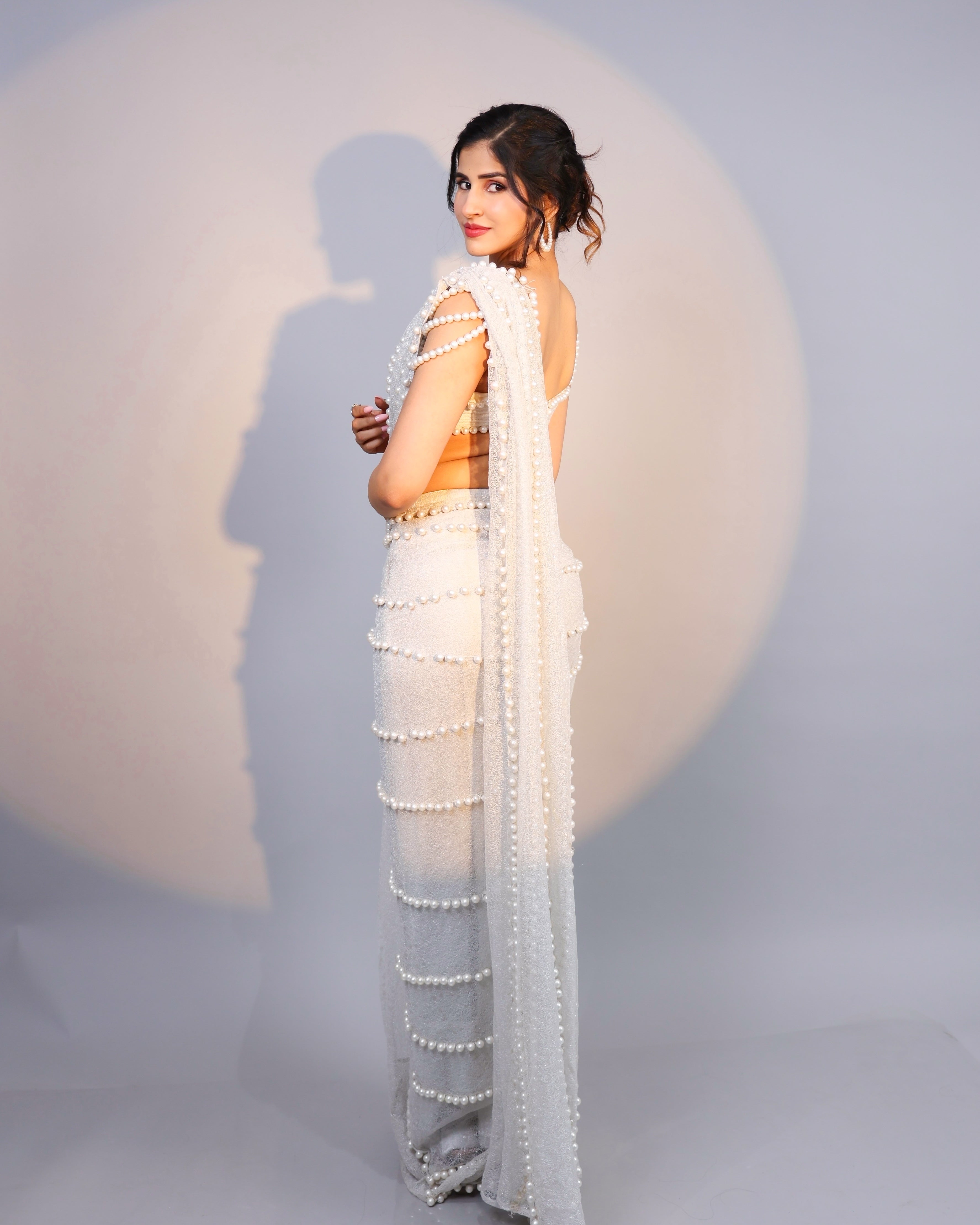 Sakshi Malik in pearl saree