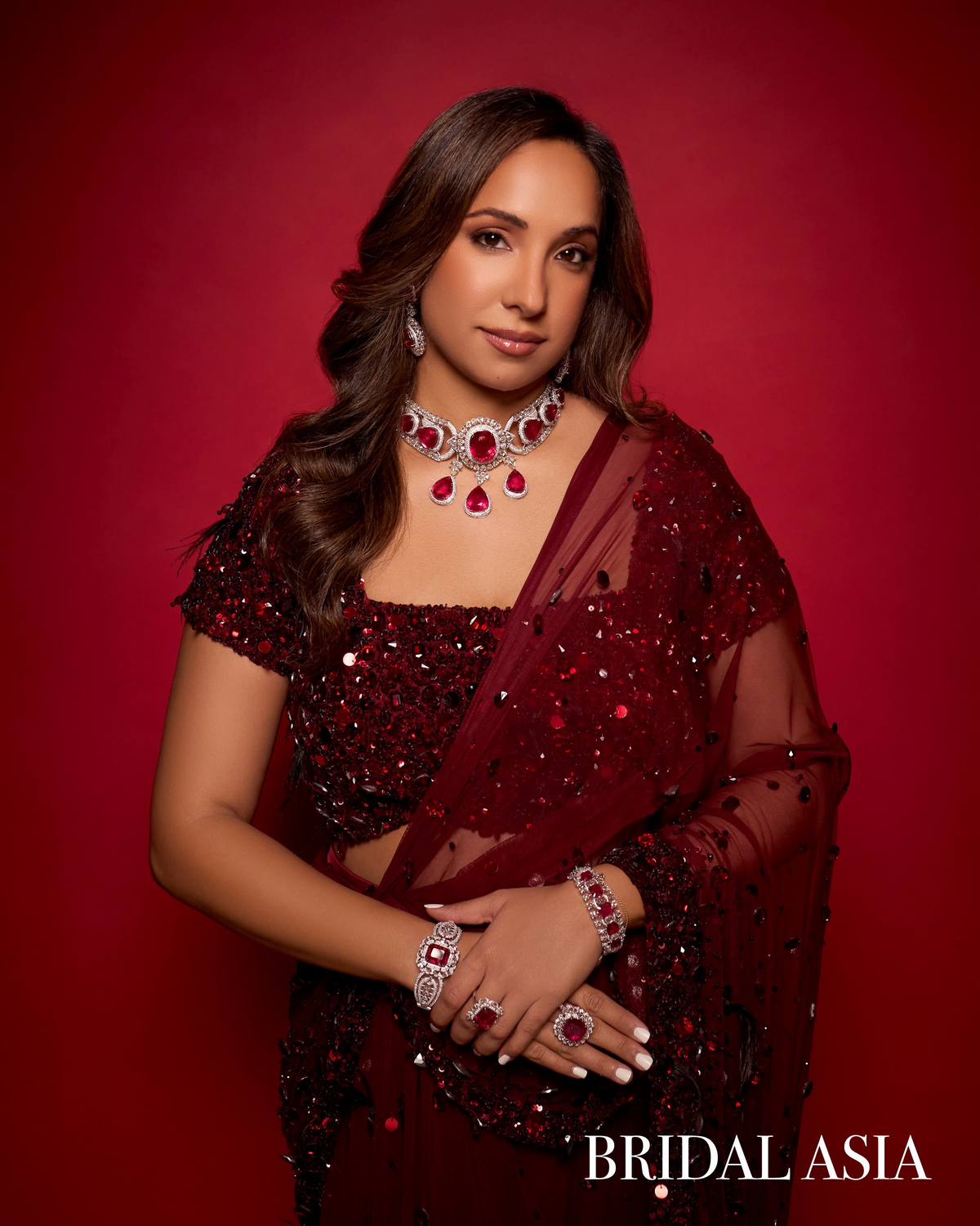 Sonali fabiani in SHIMMER MAROON SAREE