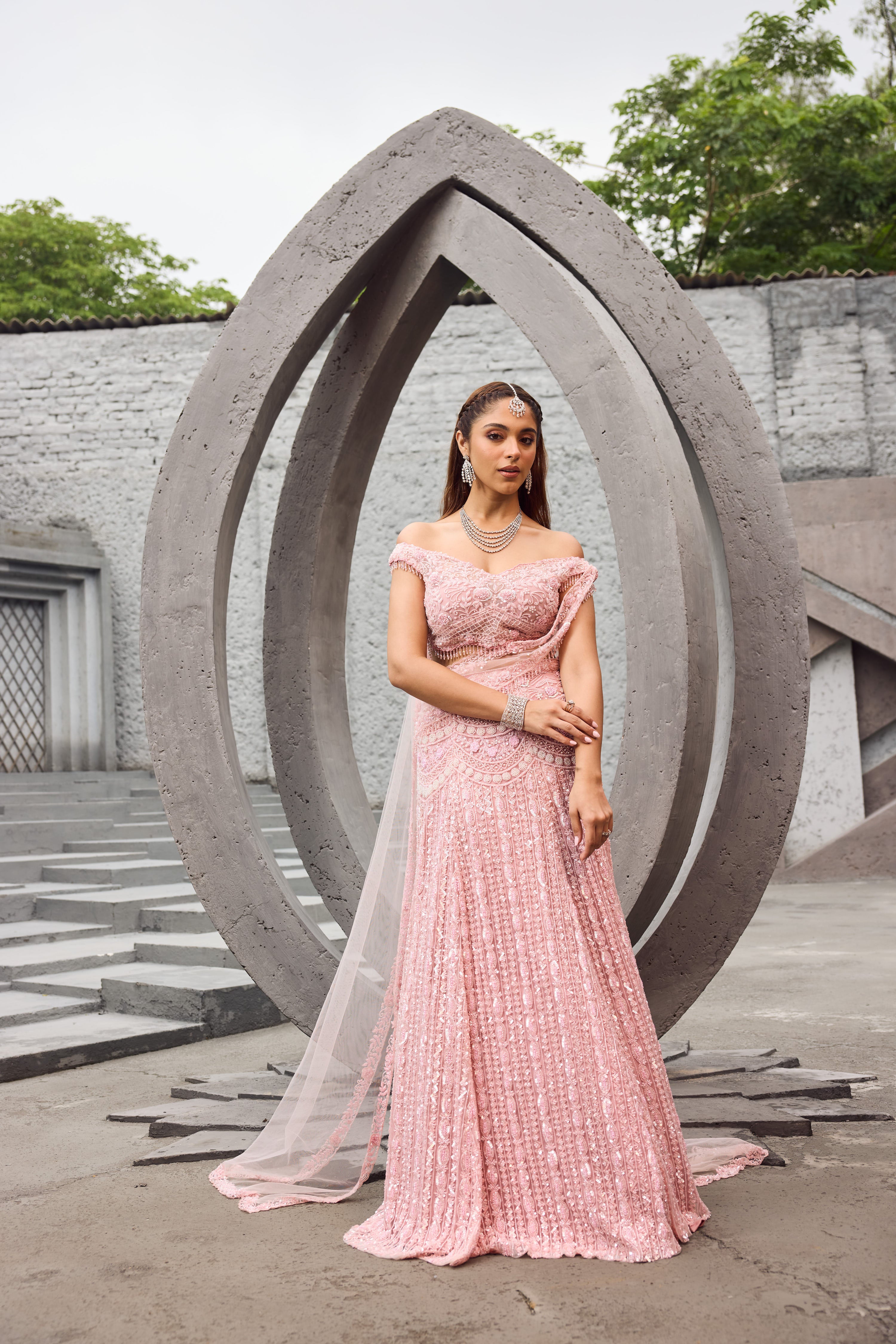 Flamingo - Soft Pink shimmer lehenga