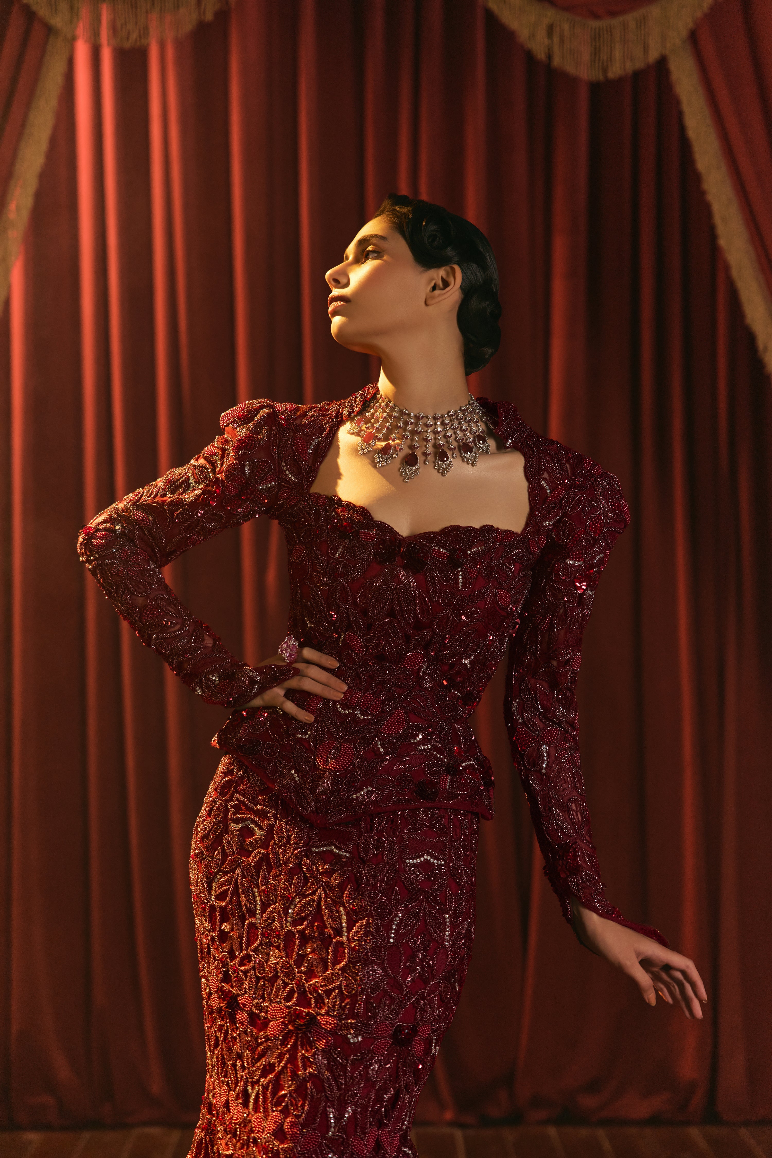 Ruby royale- Corset and mermaid lehenga