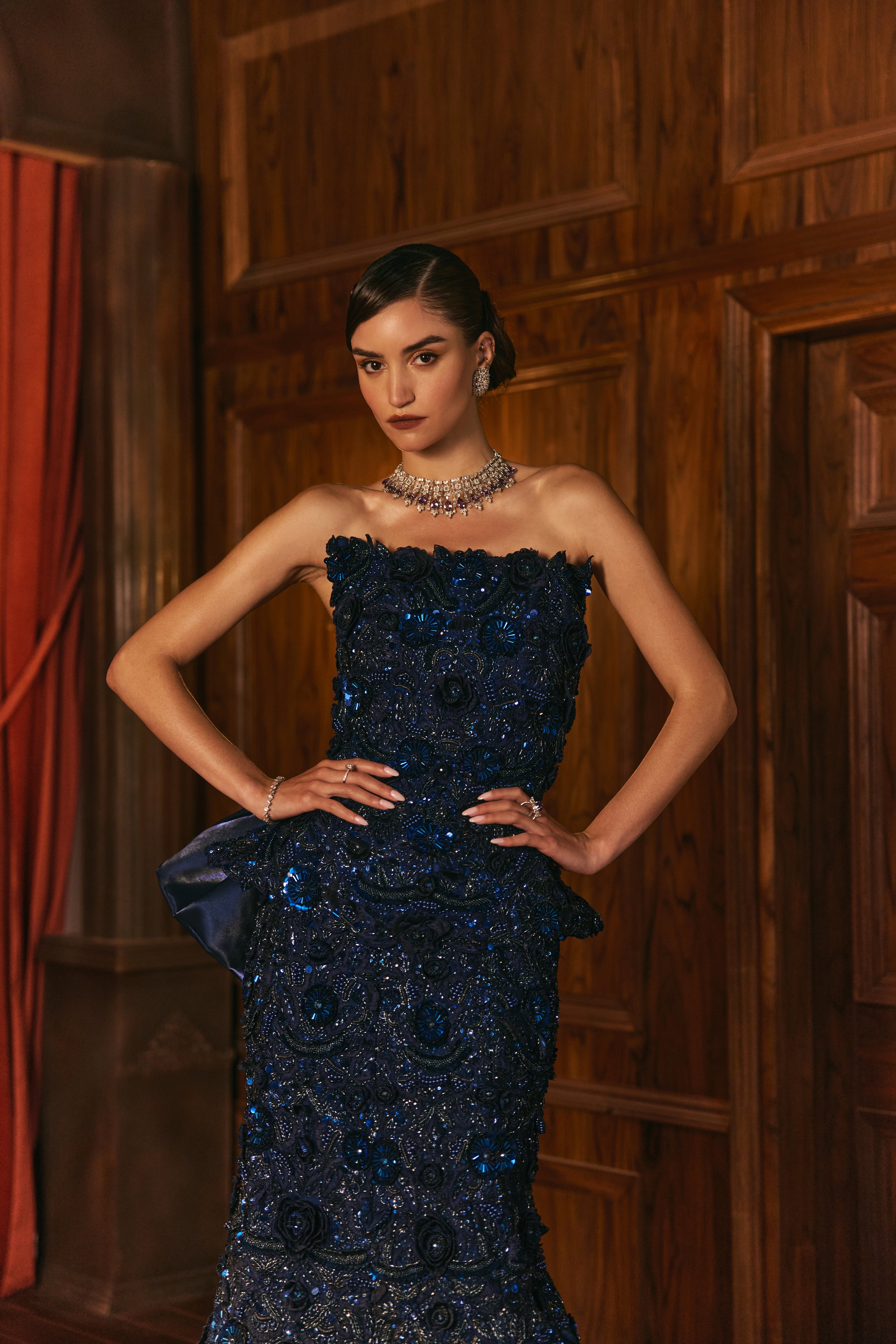 Bluebell- 3d flower corset and mermaid lehenga