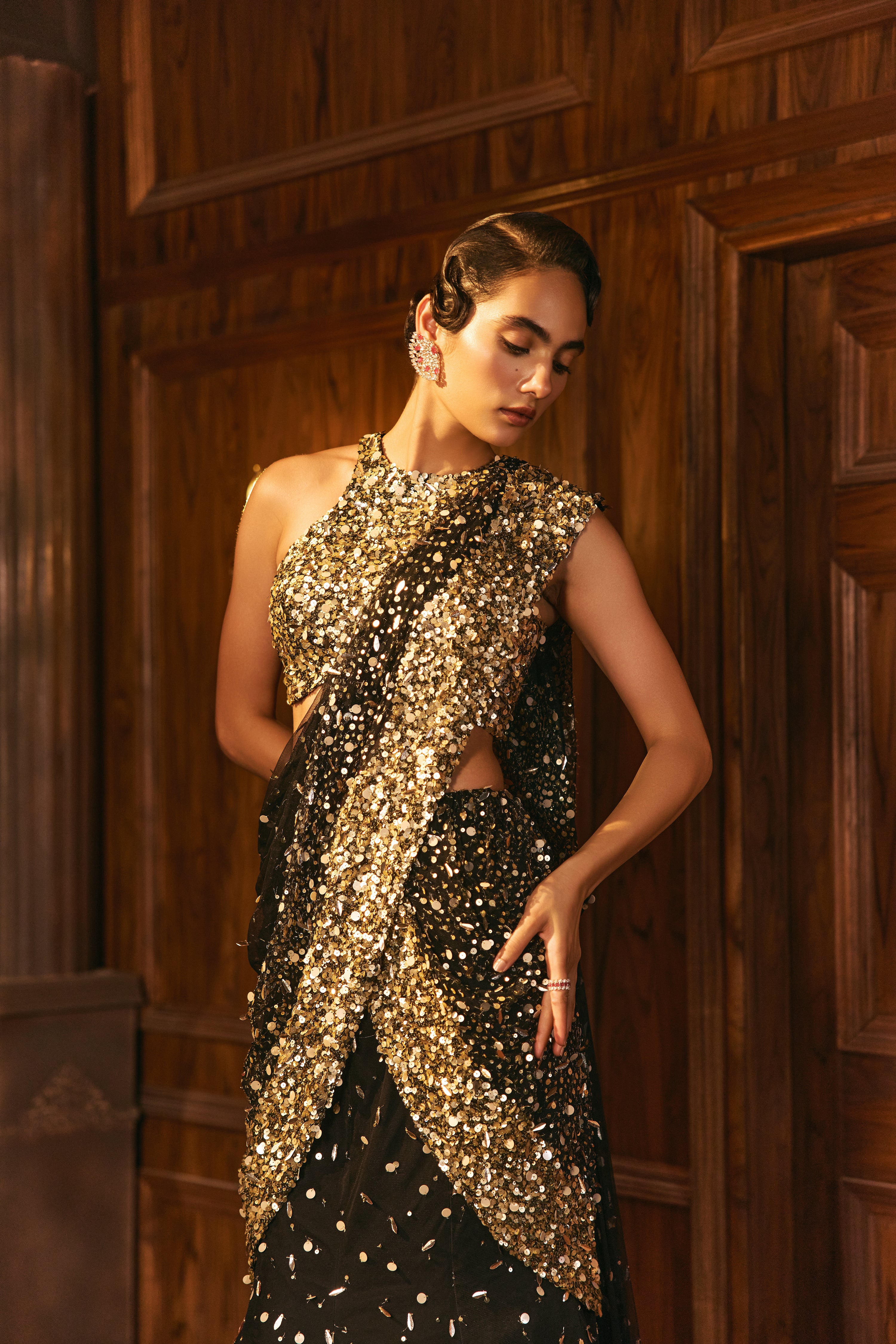 Golden eclipse - lehenga saree