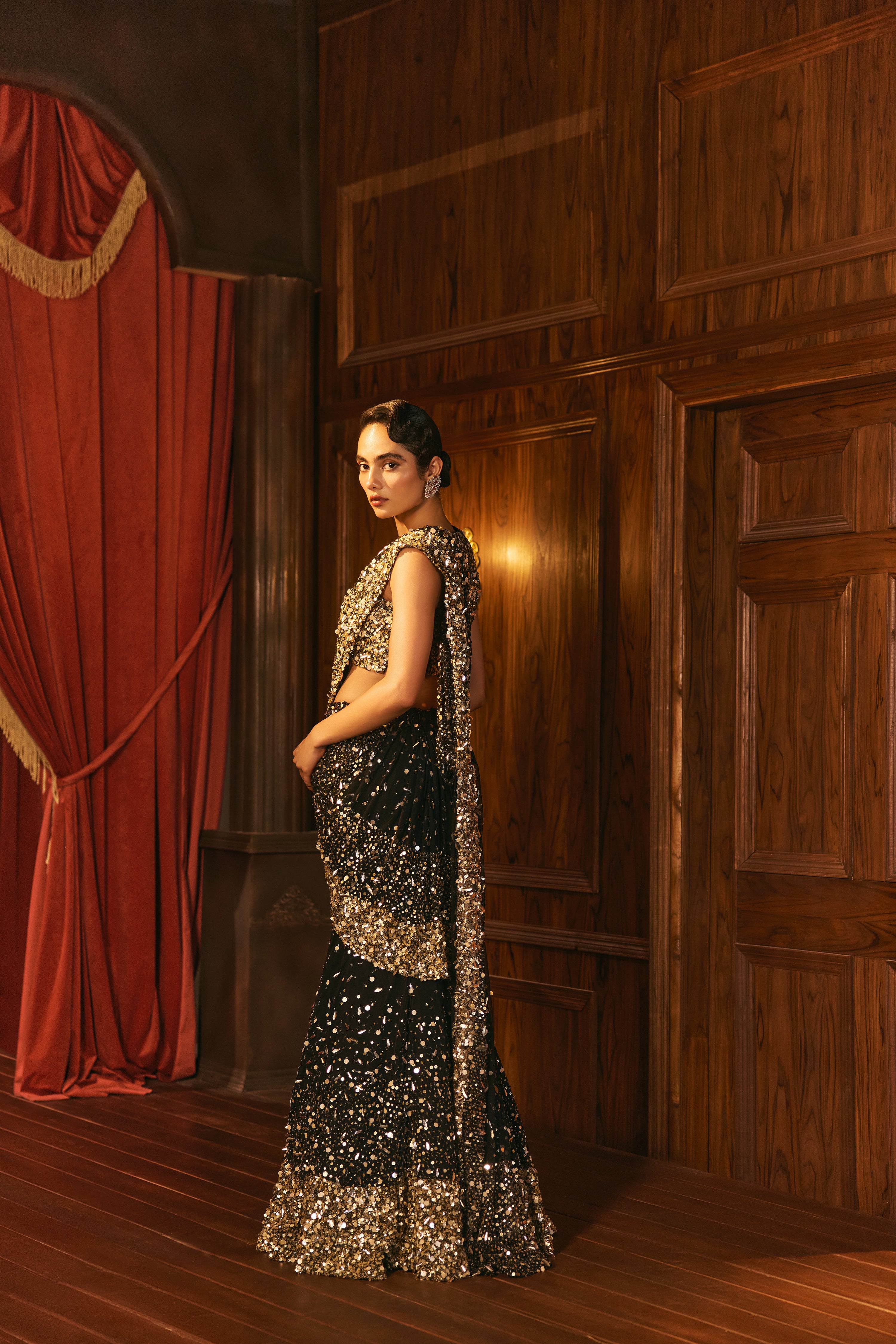 Golden eclipse - lehenga saree