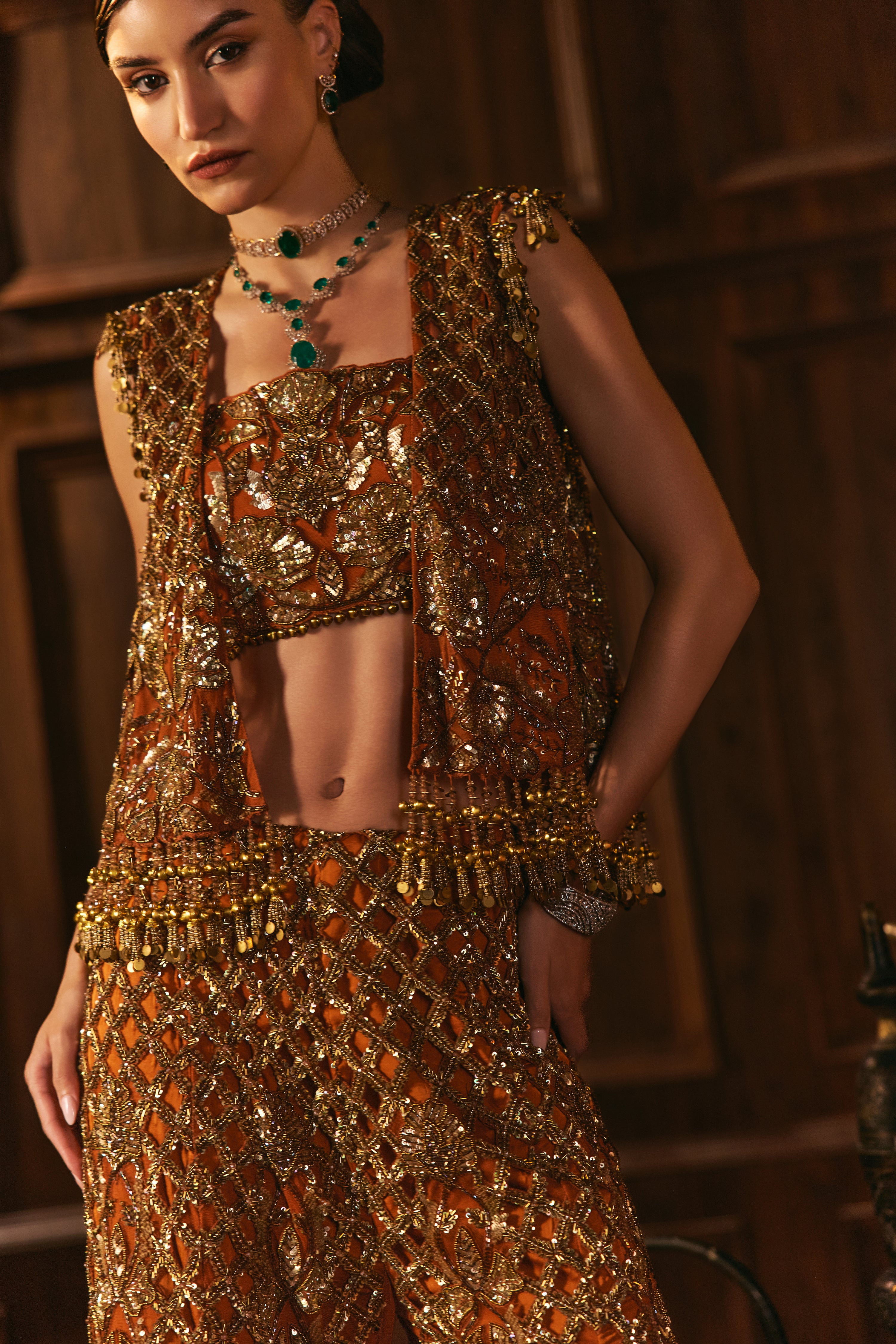 Saffron flame- Gilet and sharara set