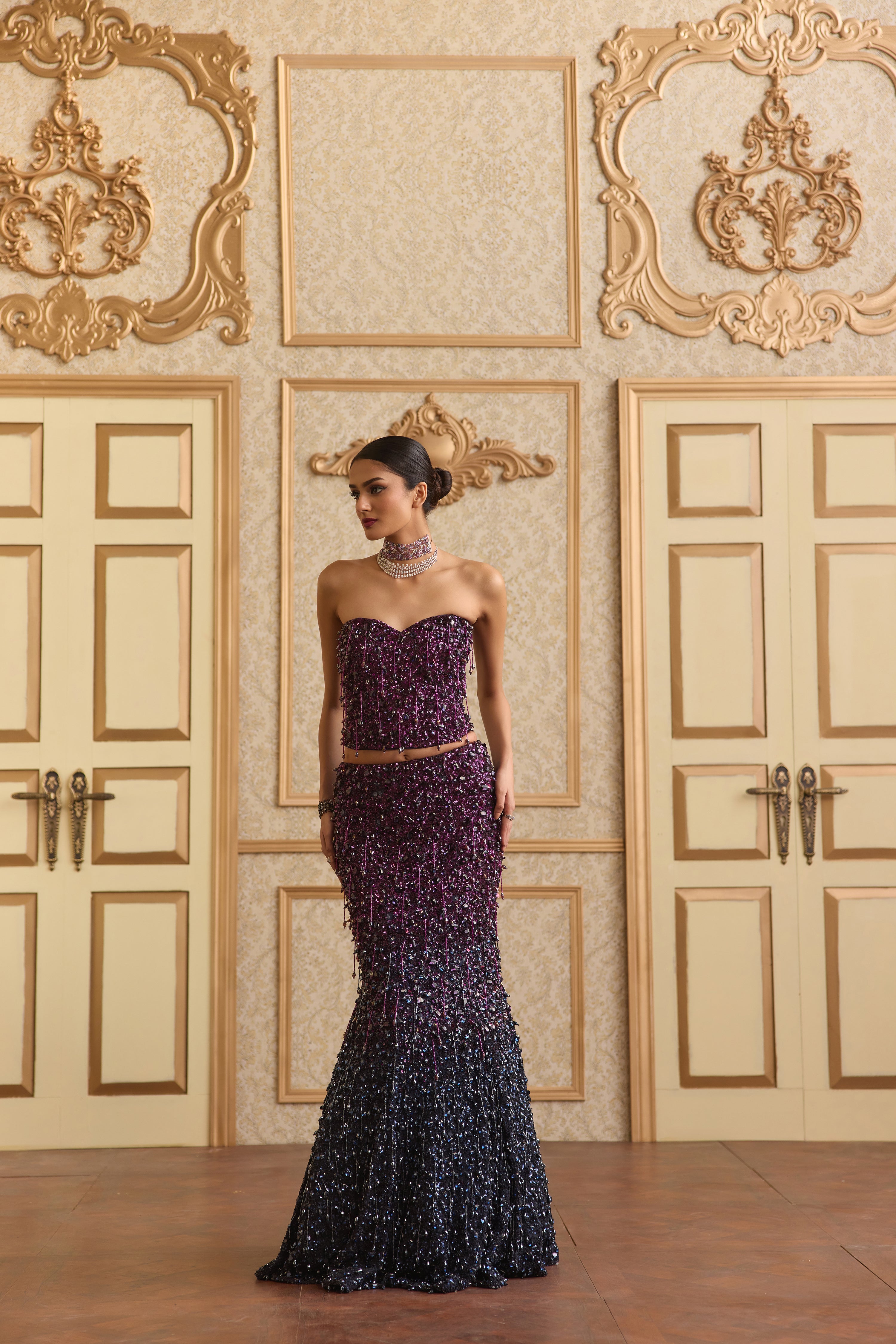 VIOLET DRIFT MERMAID LEHENGA
