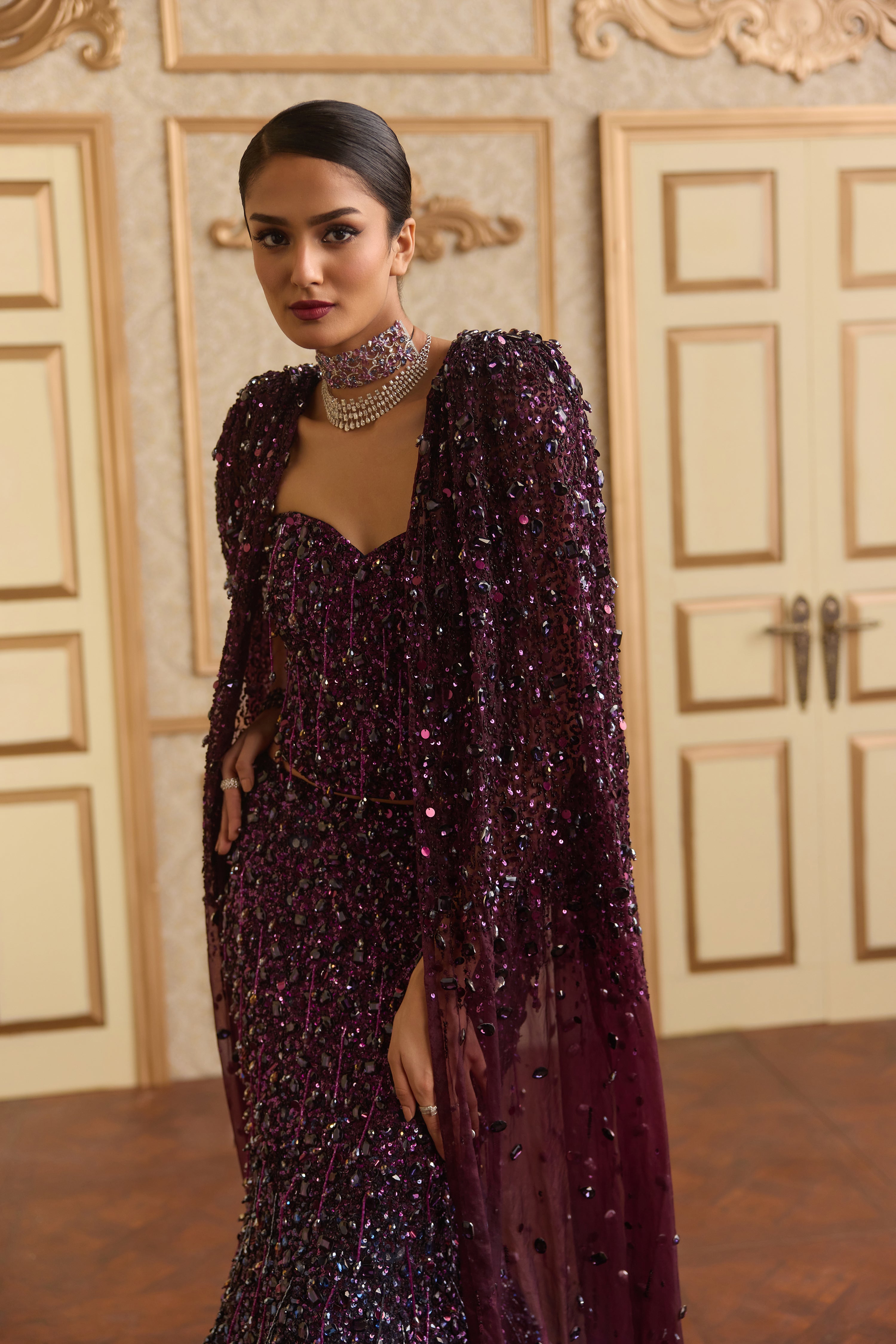 VIOLET DRIFT MERMAID LEHENGA