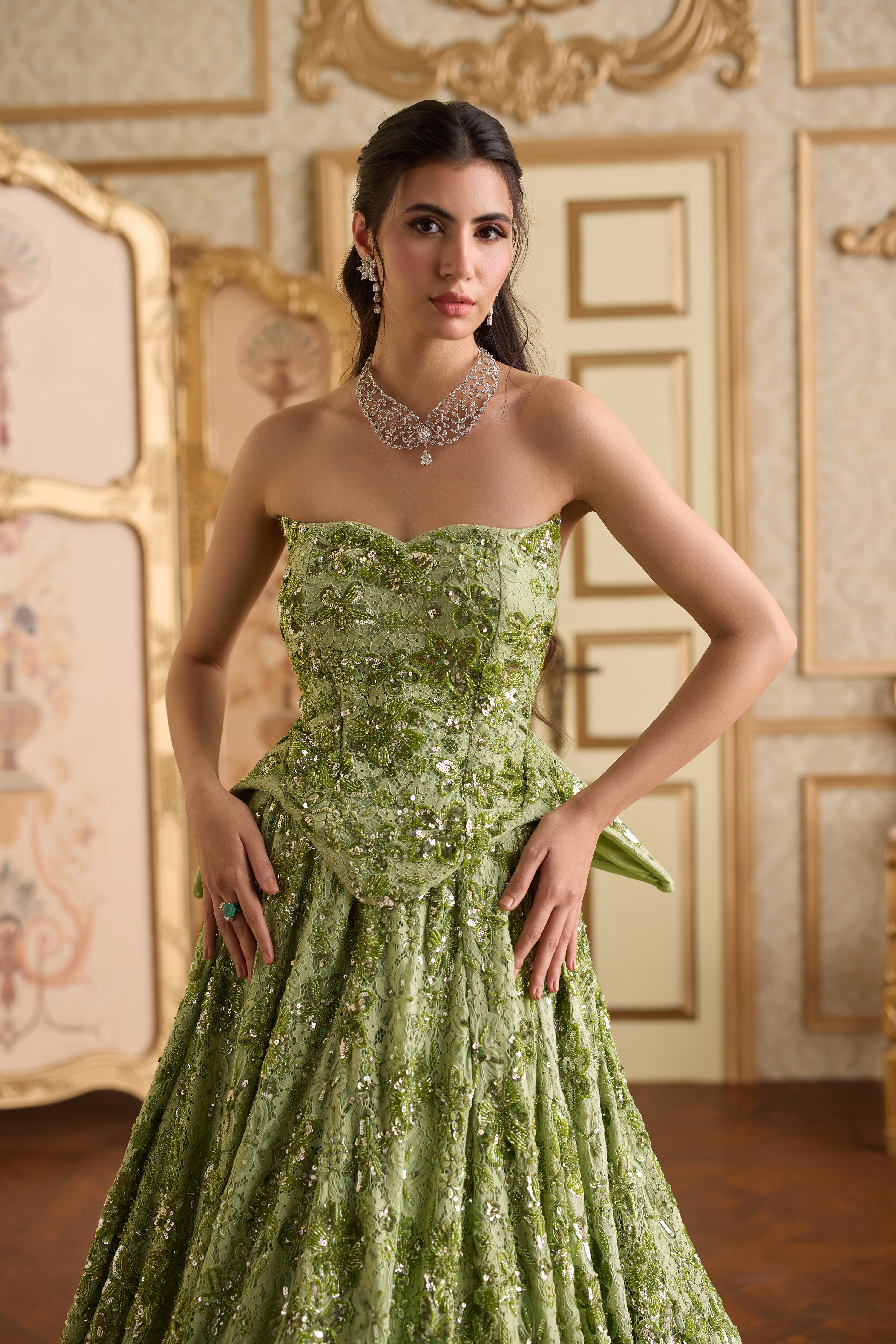 PISTACHIO DREAM CORSET LEHENGA