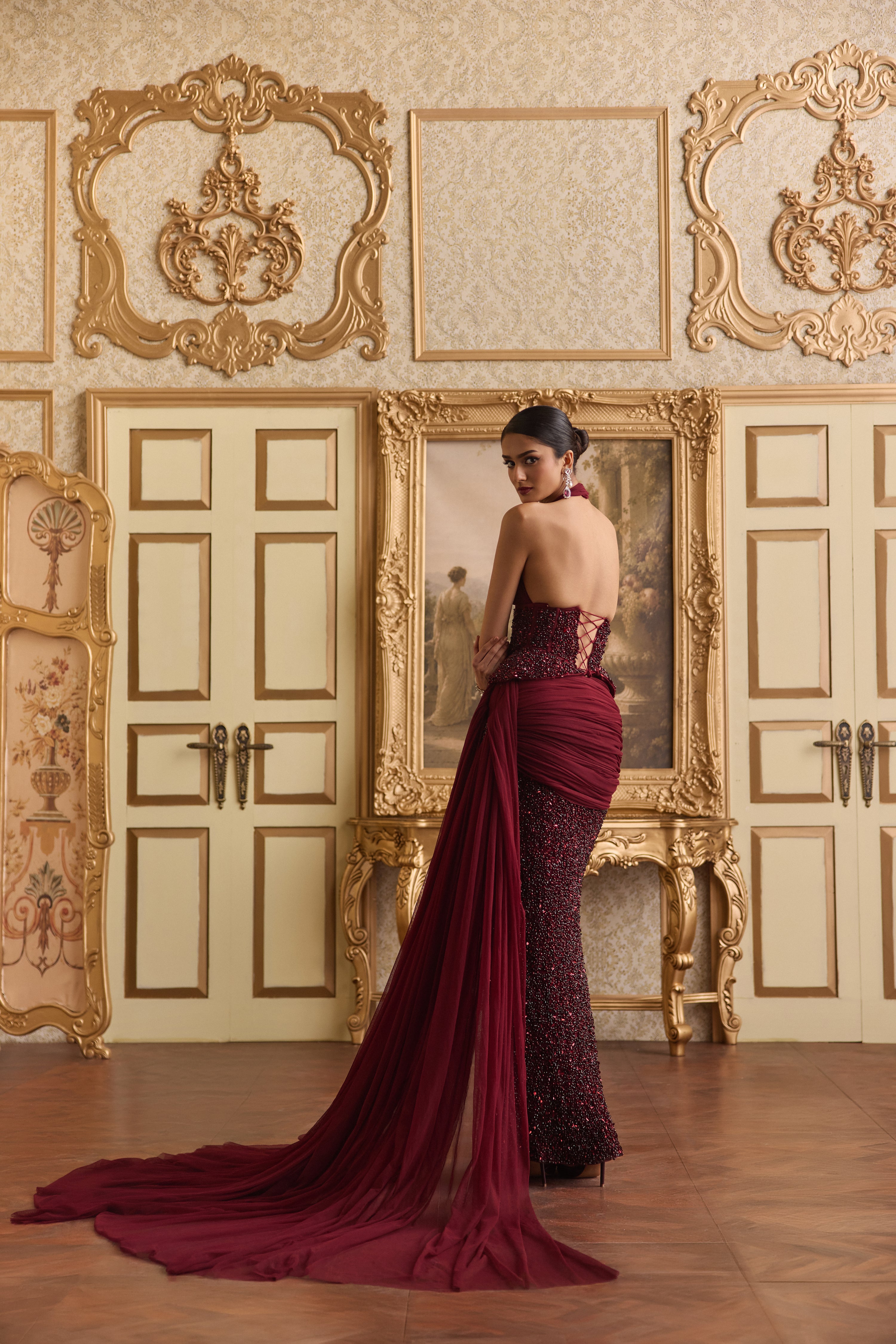 BURGUNDY MUSE CORSET GOWN