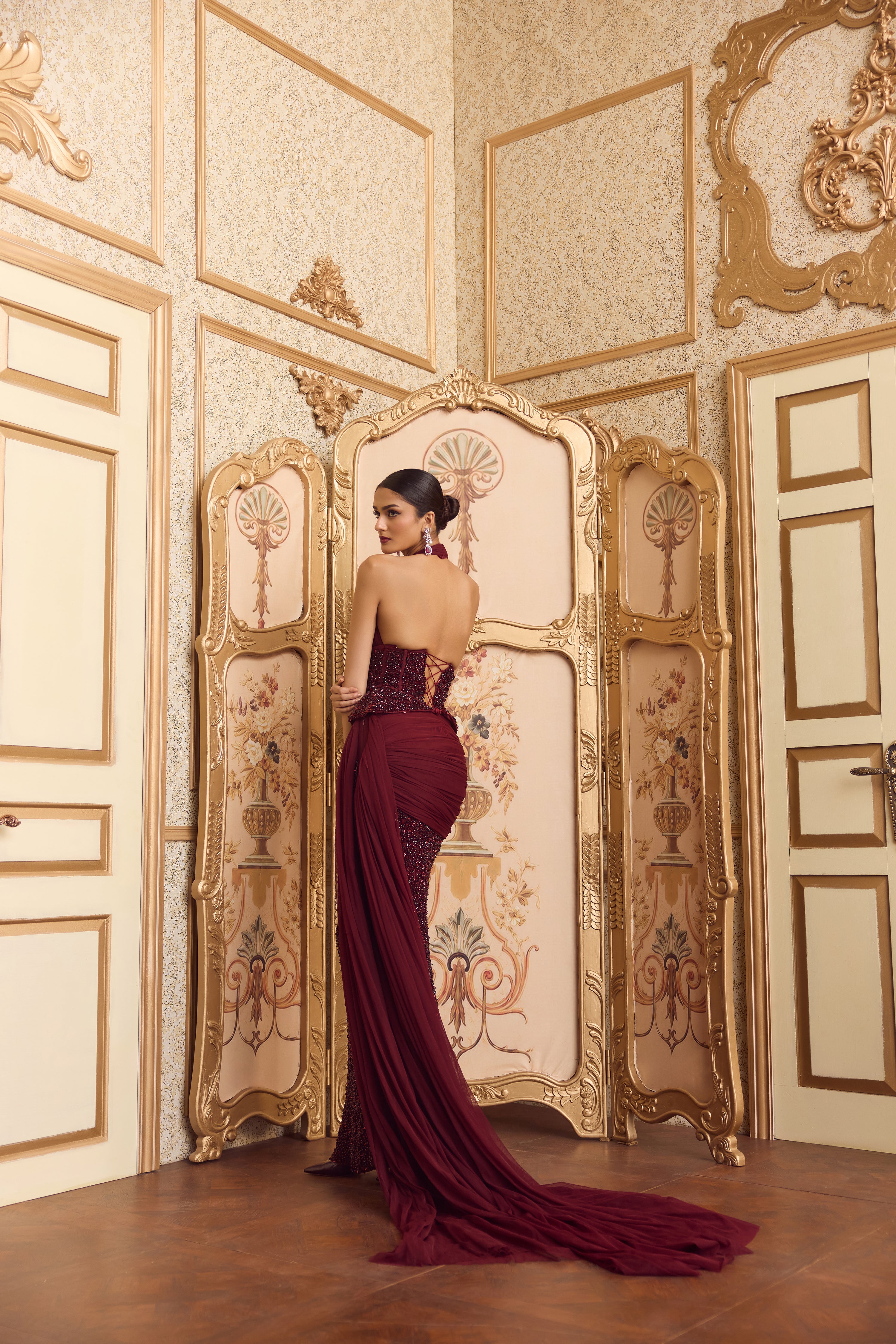 BURGUNDY MUSE CORSET GOWN