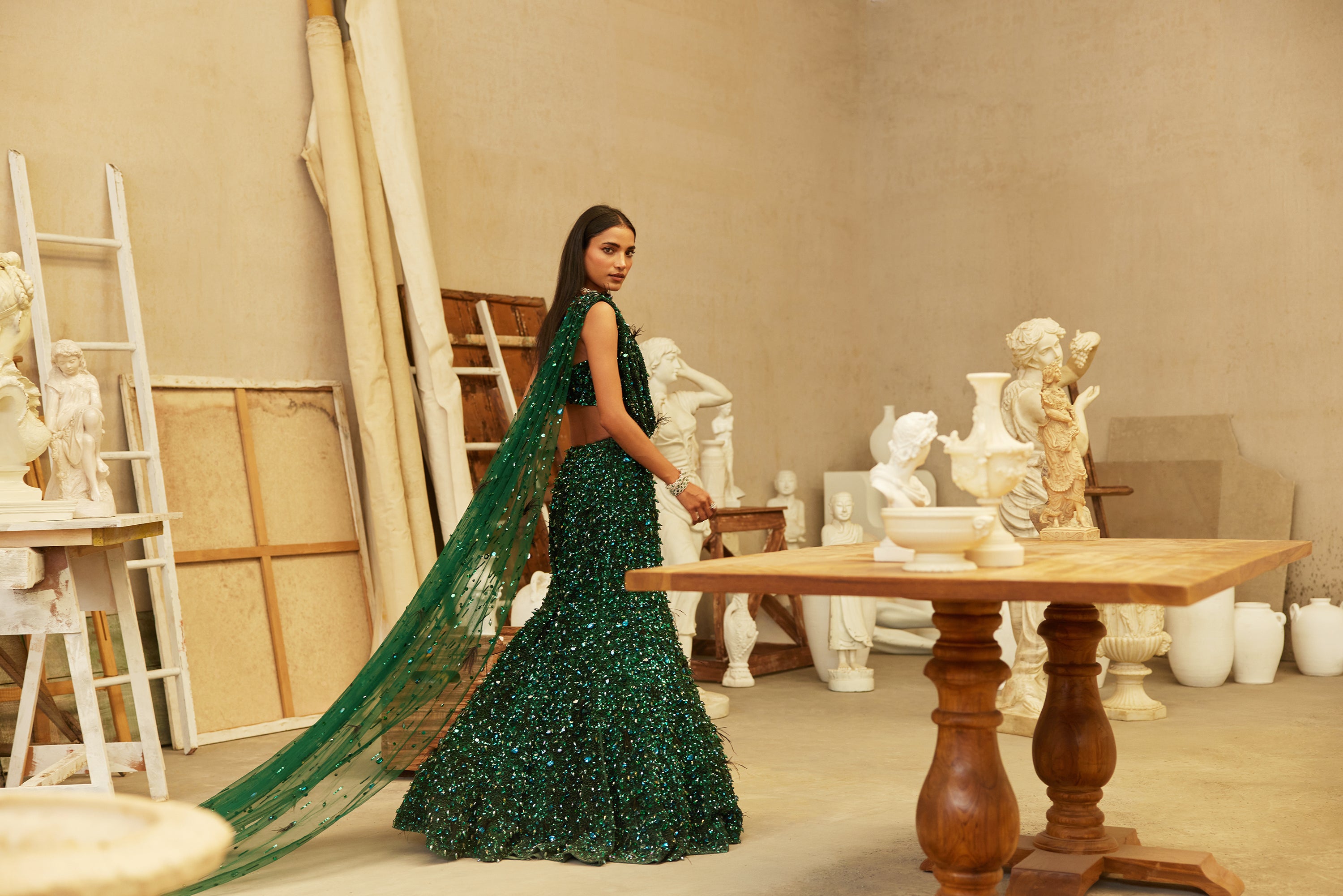 Forest Jewel mermaid lehenga