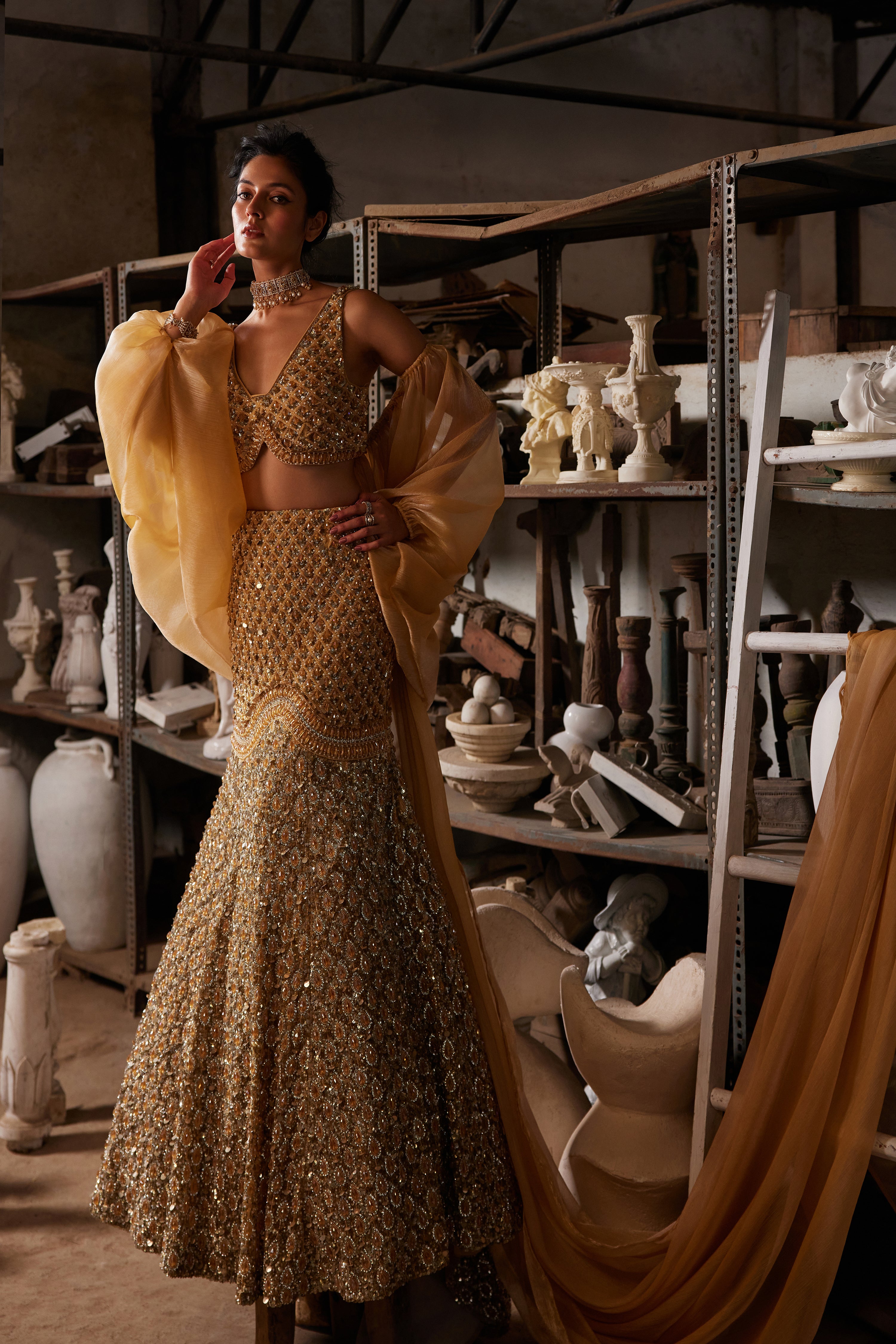 Honeycomb mermaid lehenga