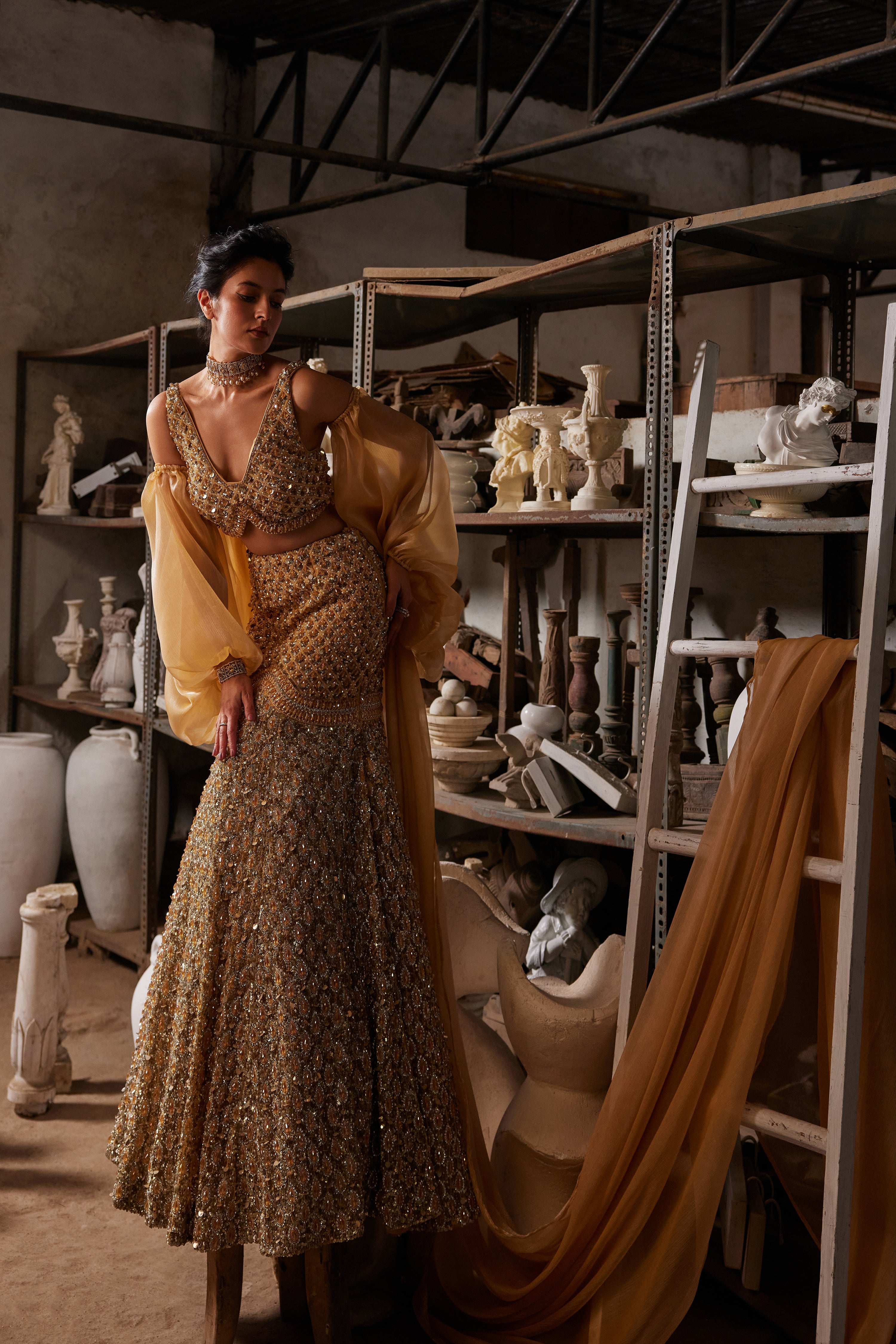 Honeycomb mermaid lehenga