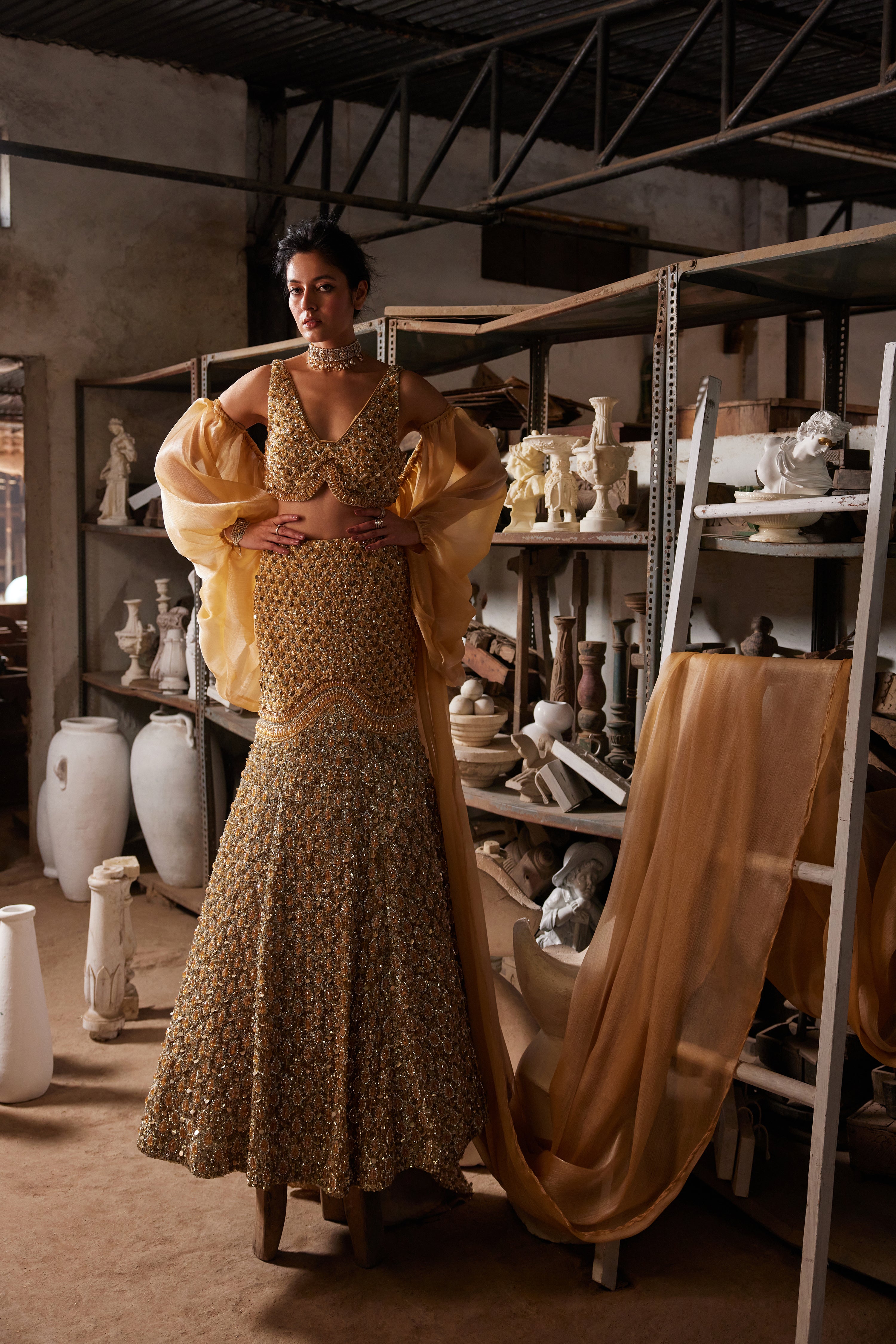 Honeycomb mermaid lehenga