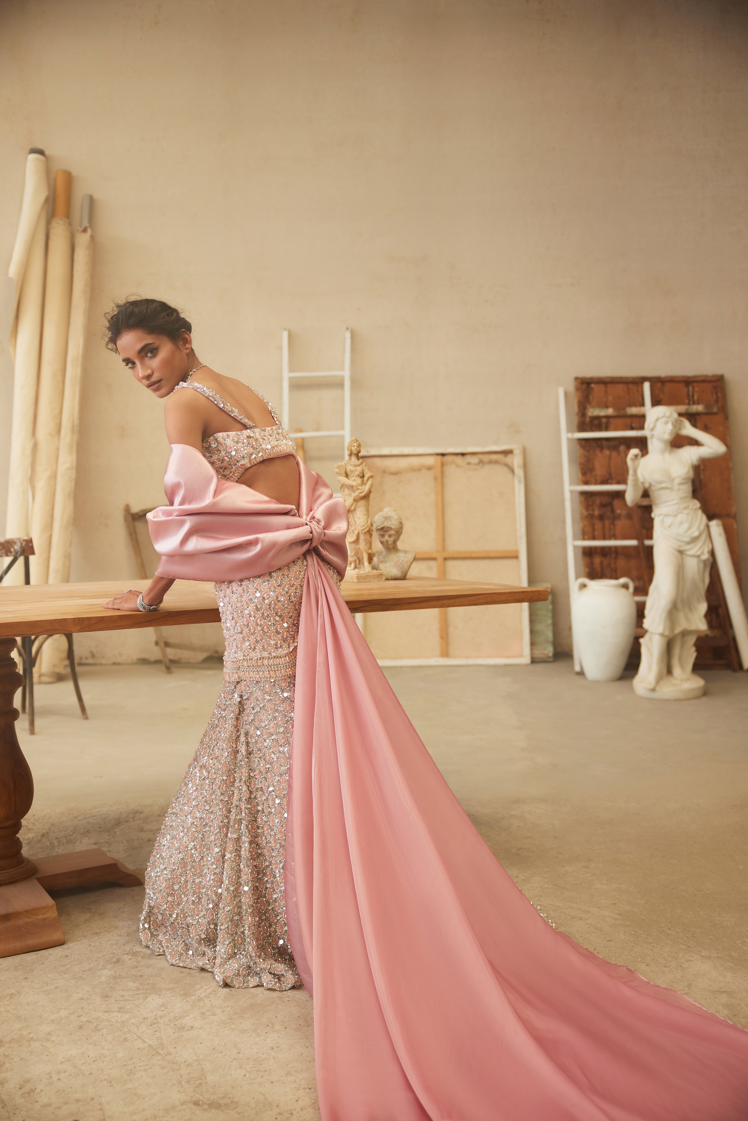Celestial pink mermaid lehenga
