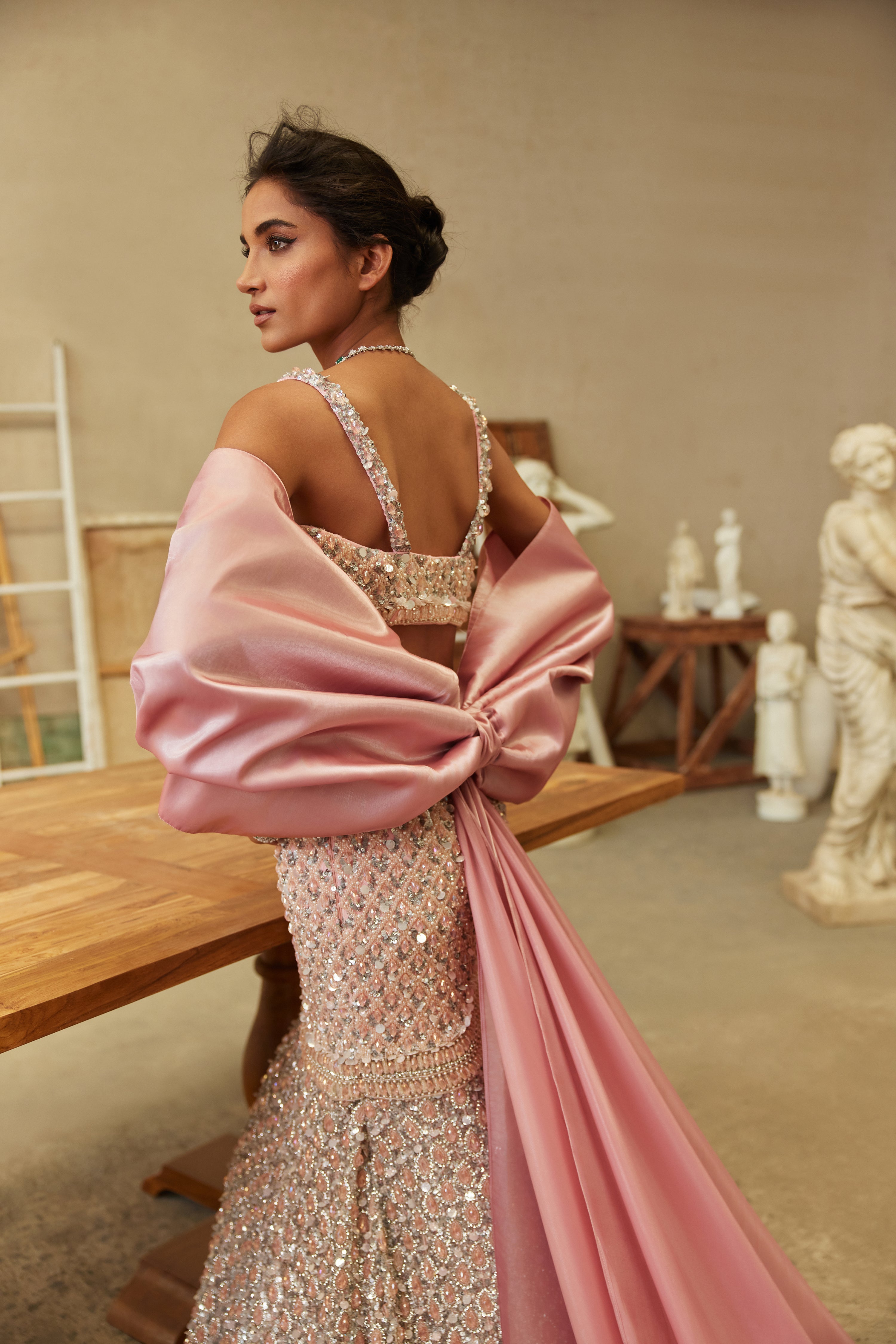 Celestial pink mermaid lehenga