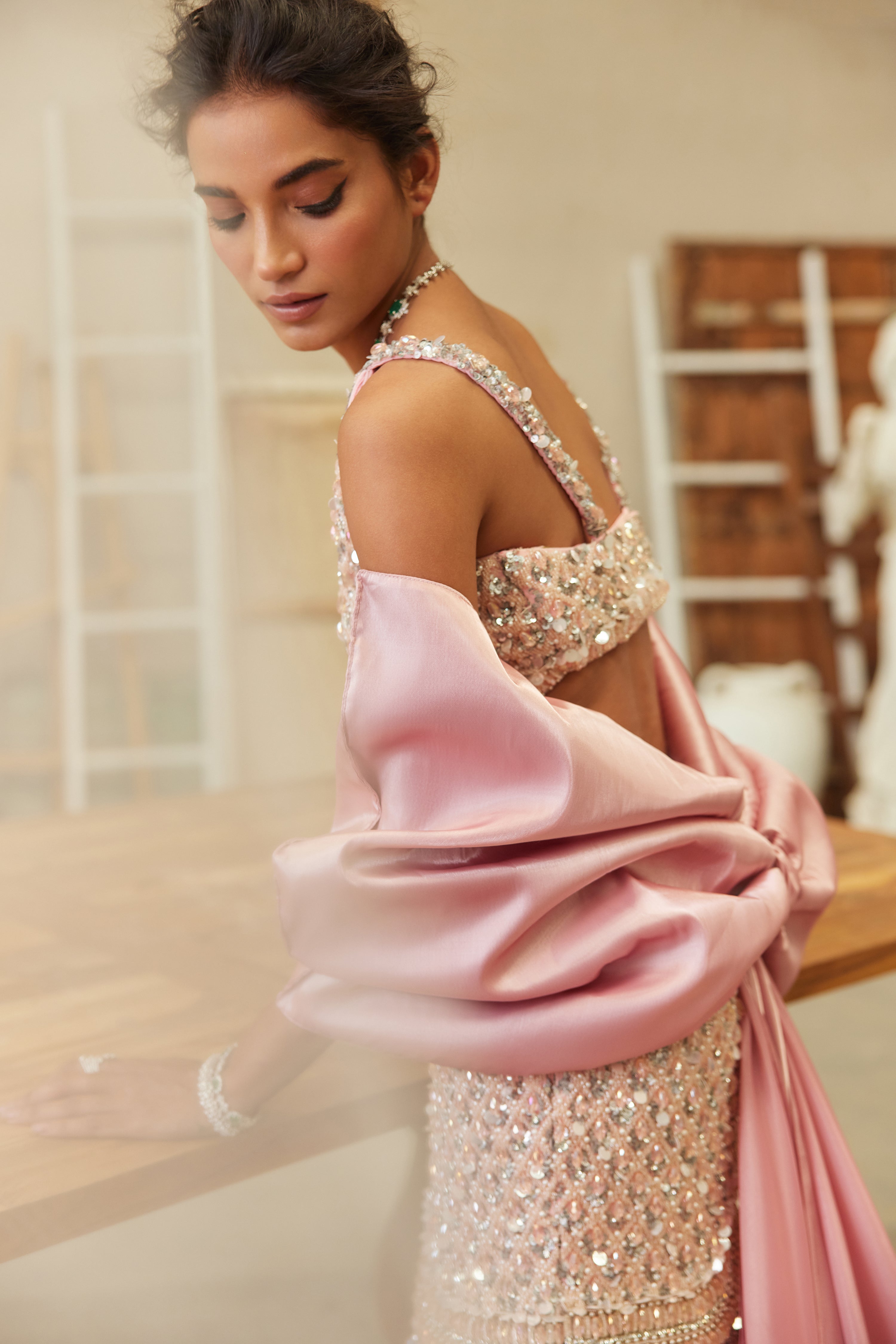 Celestial pink mermaid lehenga