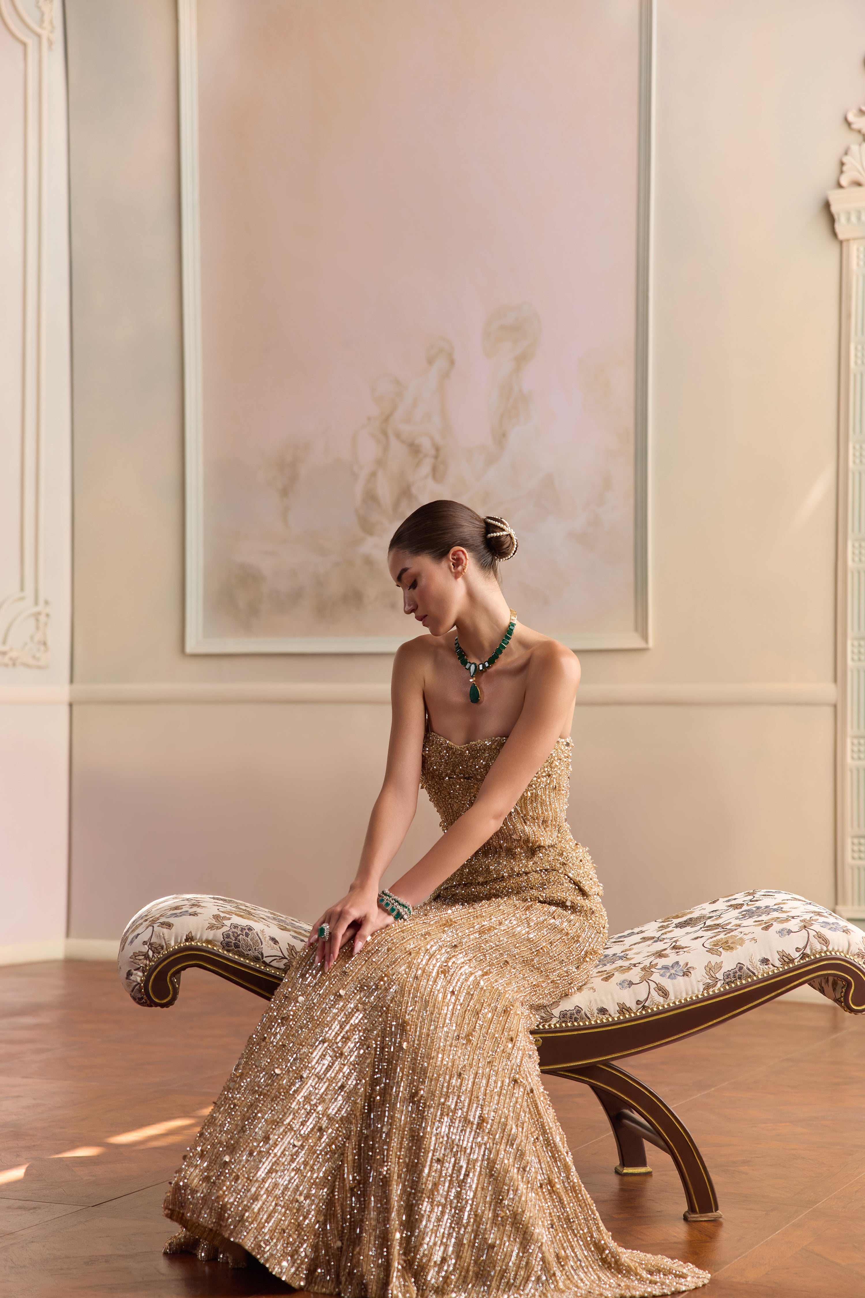 Elara- Gold mermaid lehenga