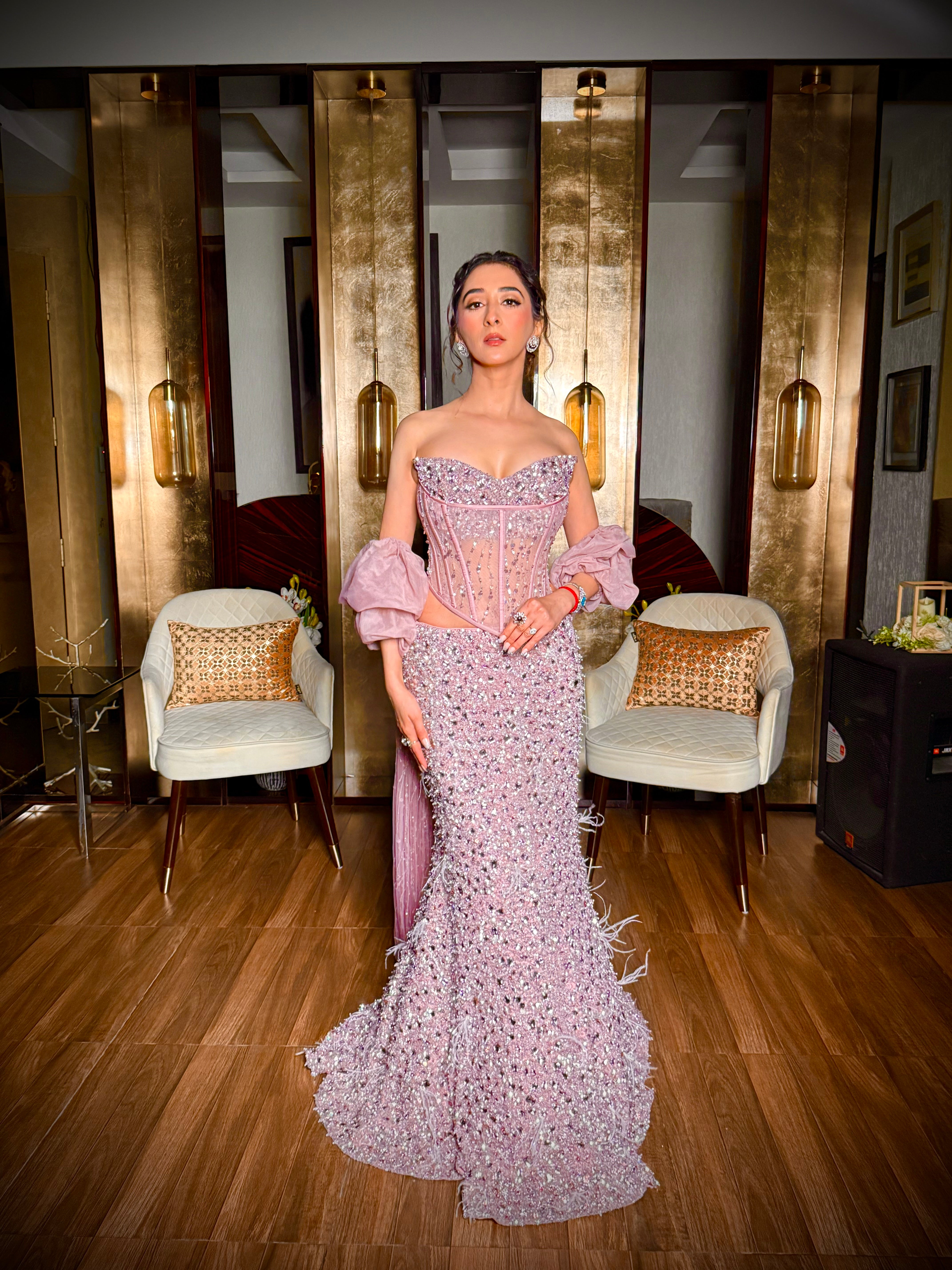 Mandarinfish corset lehenga