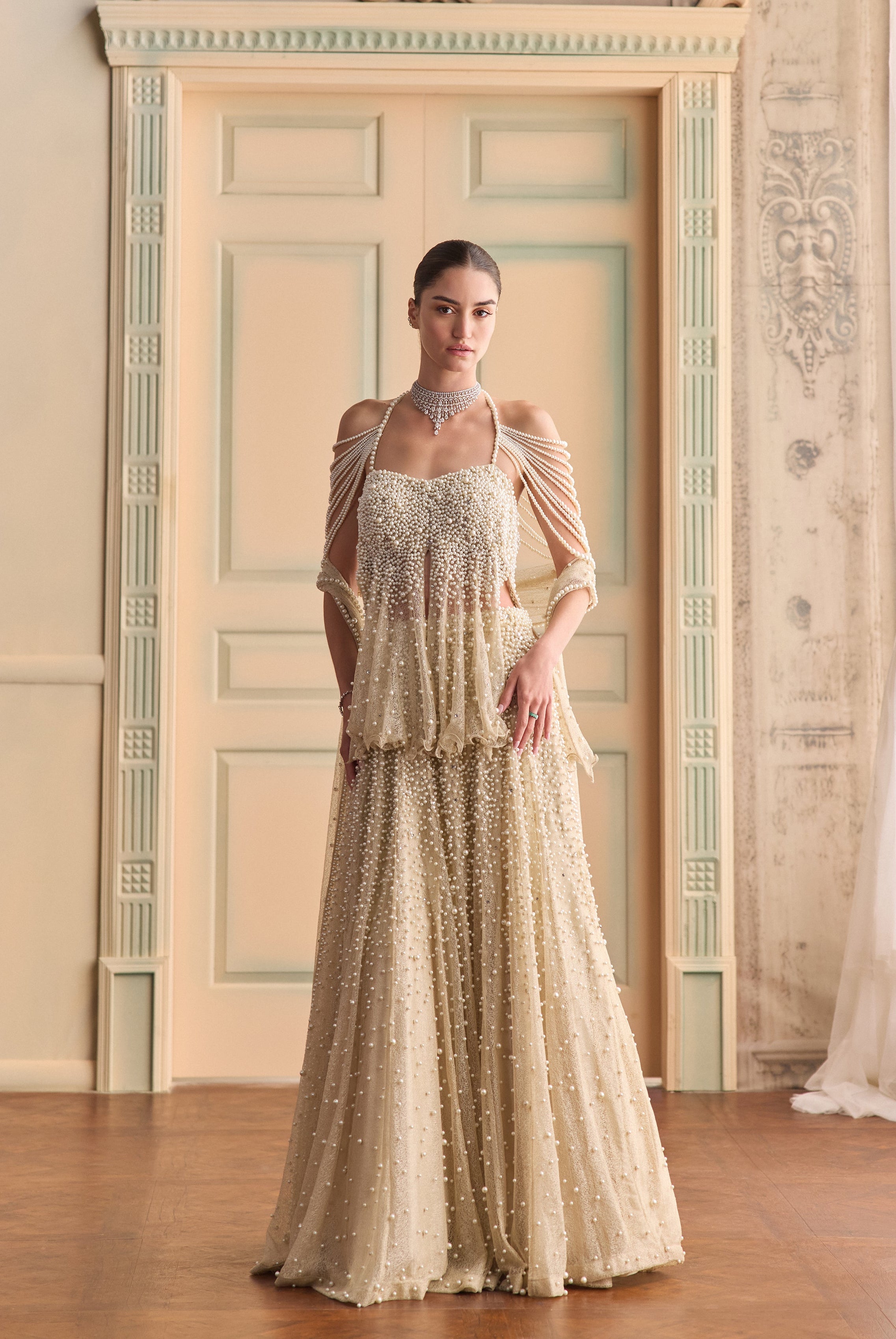 Creme moon- Pearl lehenga