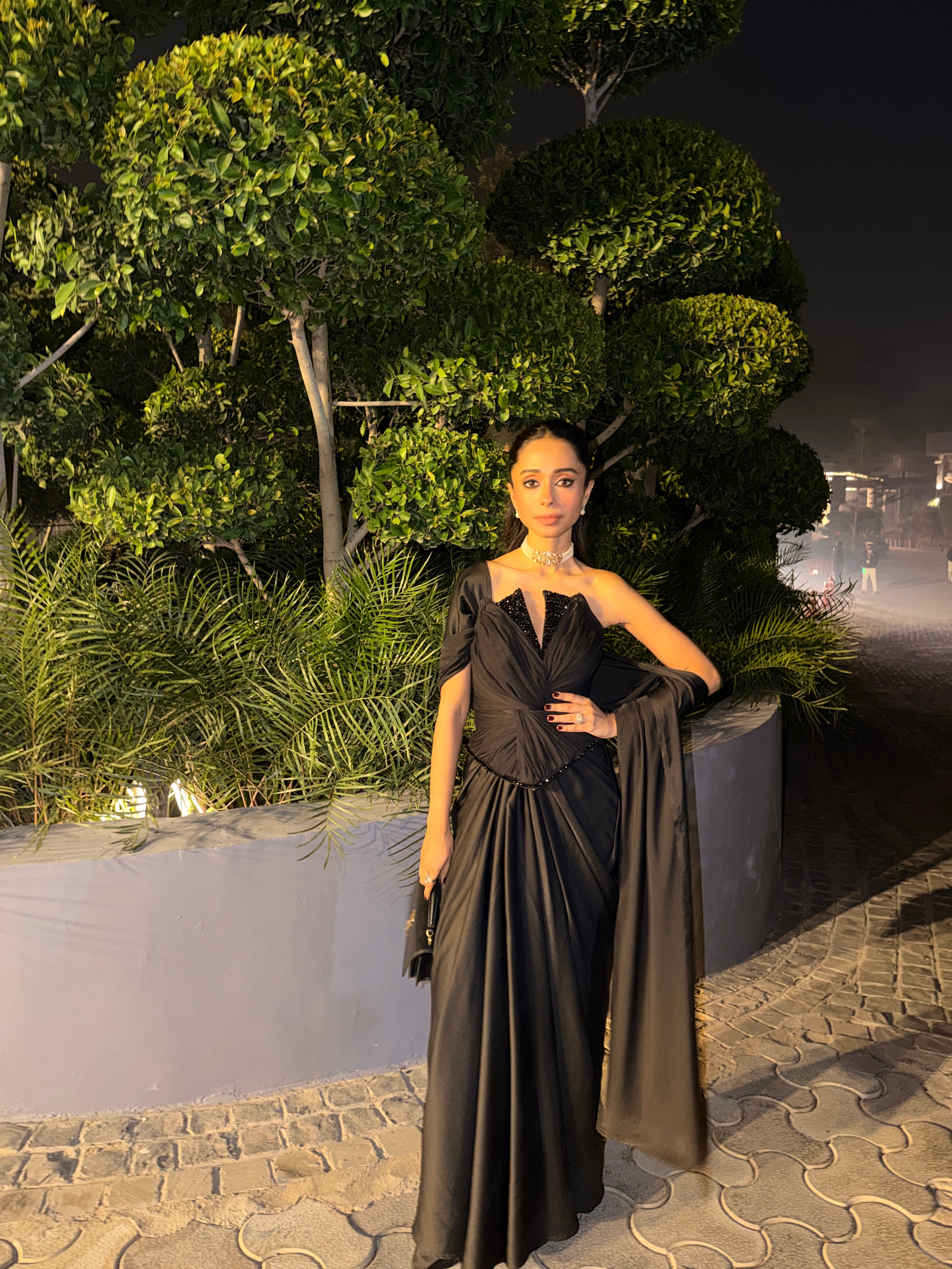 BLACK LOTUS CORSET SAREE