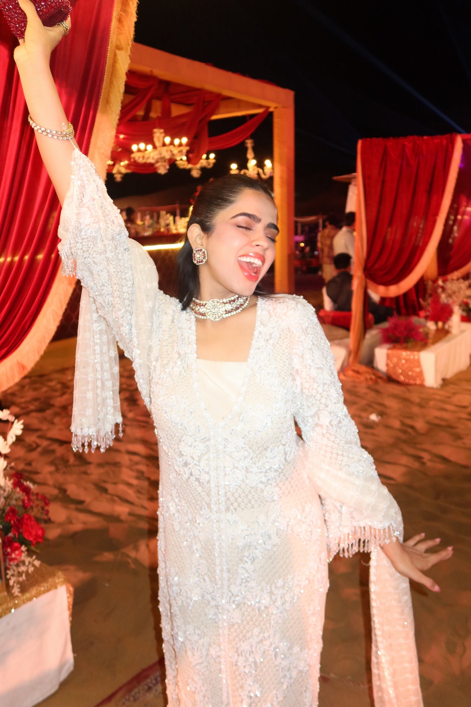 Sahira Taneja in threadlight suit