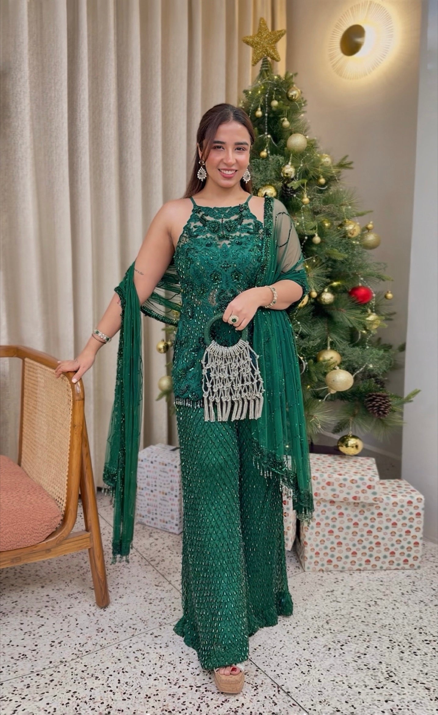Maggi in Green sharara set