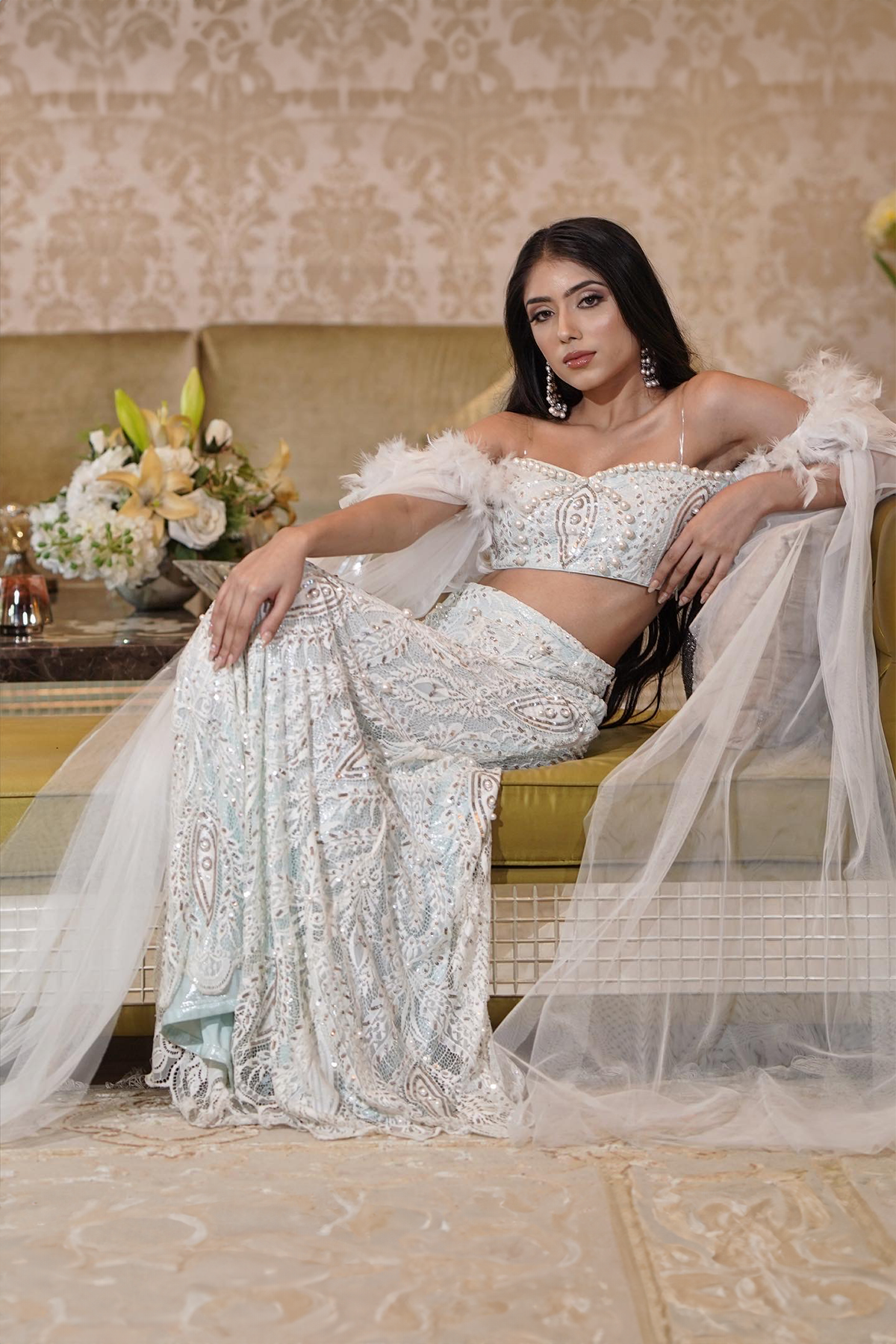 White Lace & Sequin Lehenga