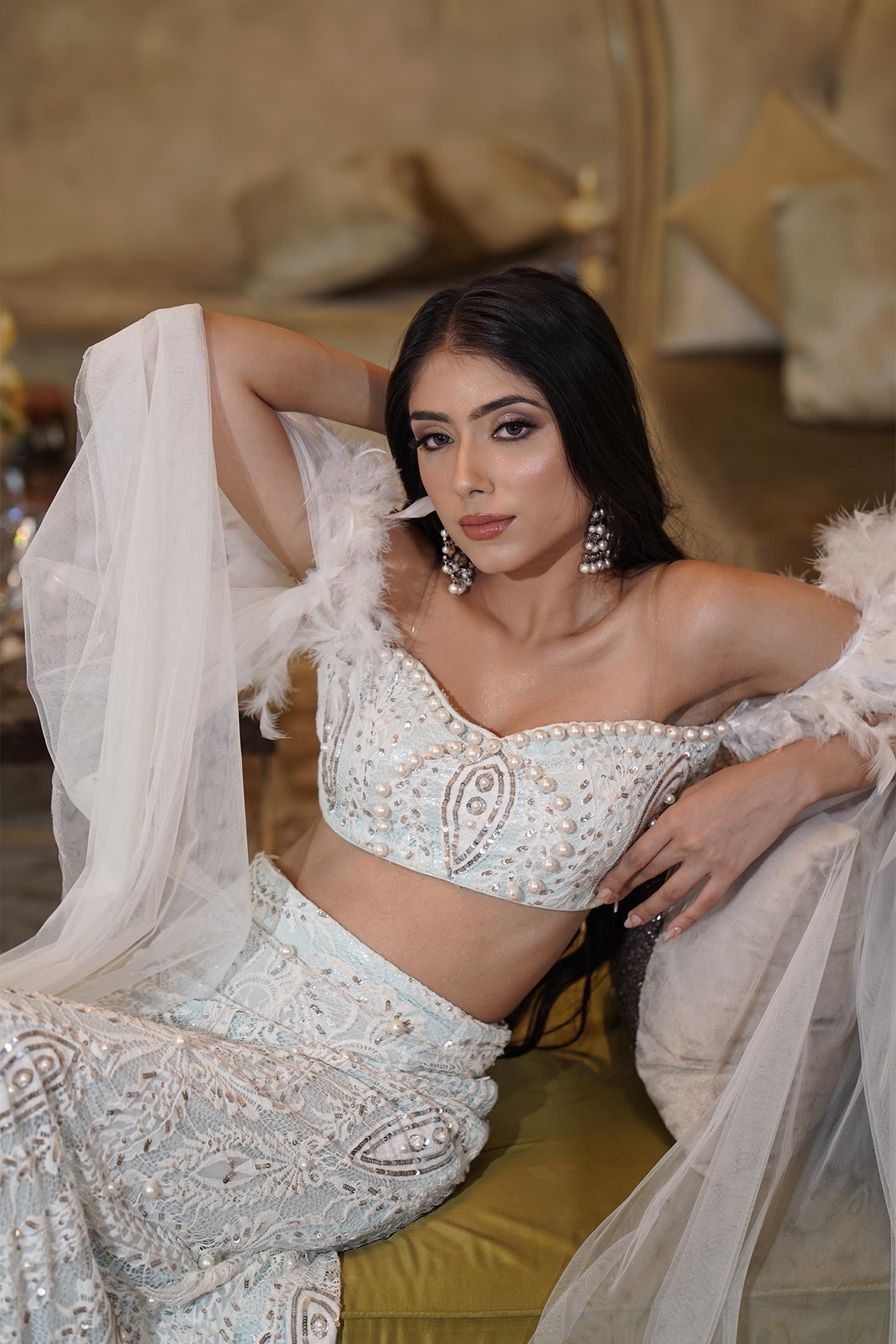 White Lace & Sequin Lehenga