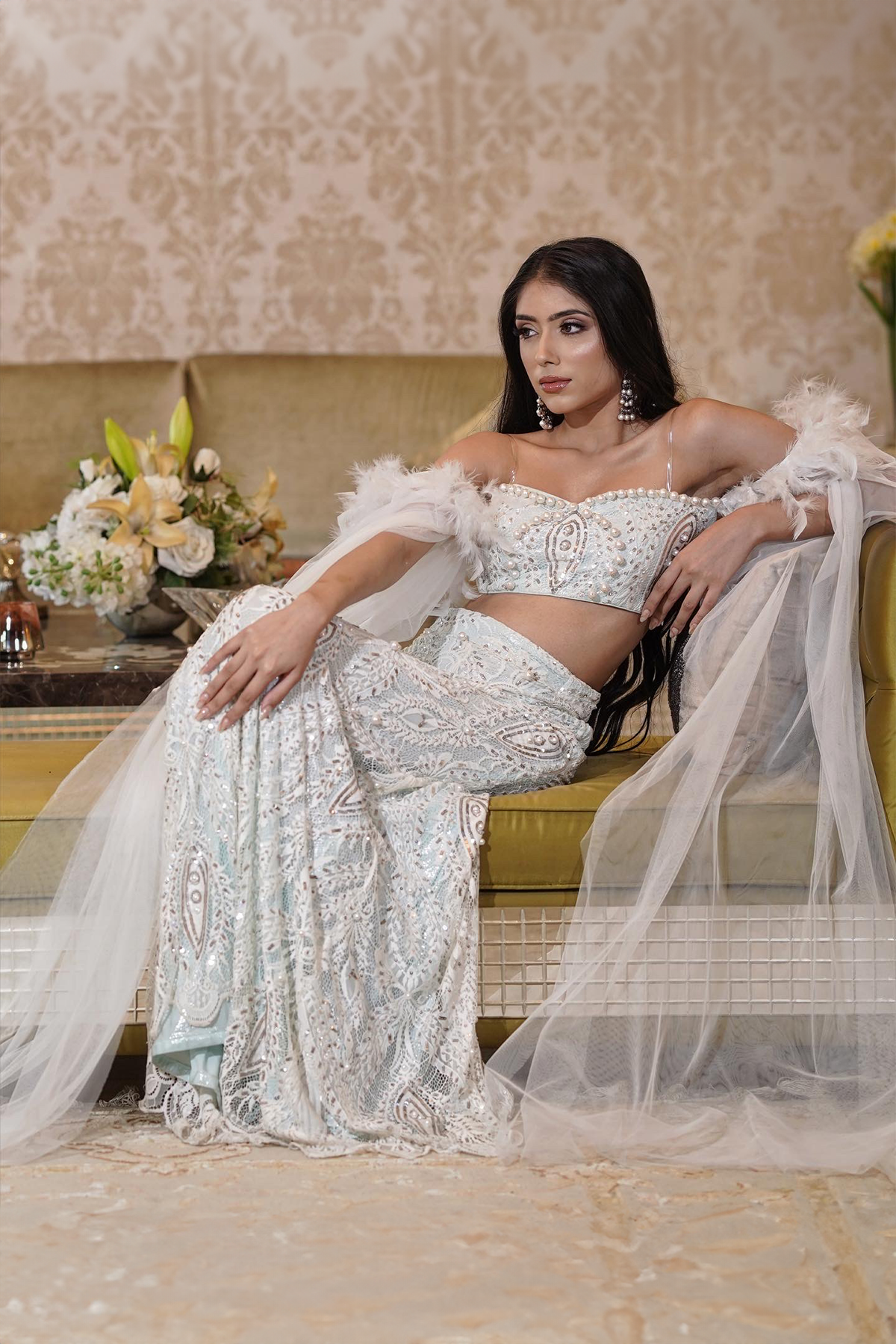 White Lace & Sequin Lehenga