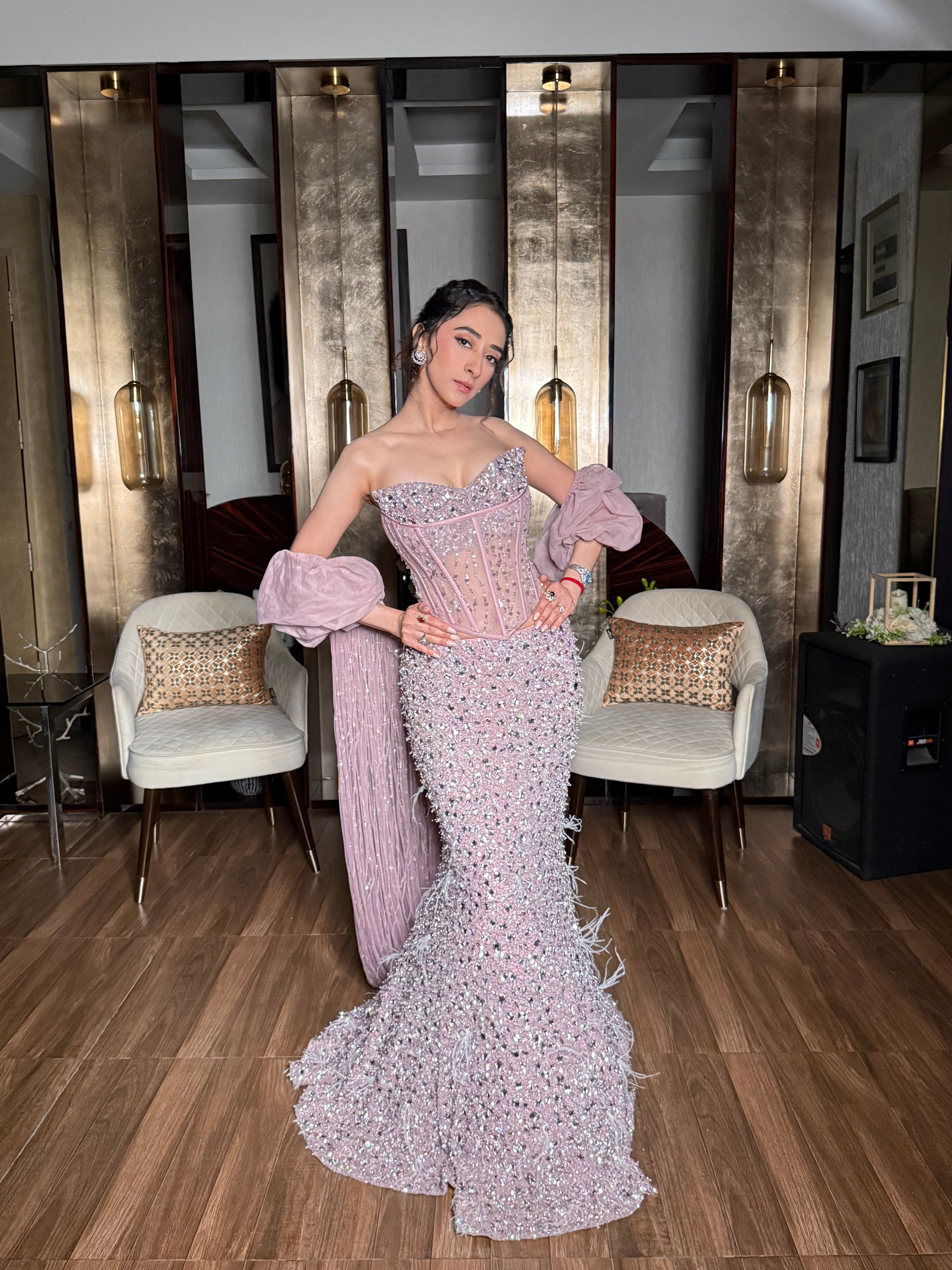 Mandarinfish corset lehenga