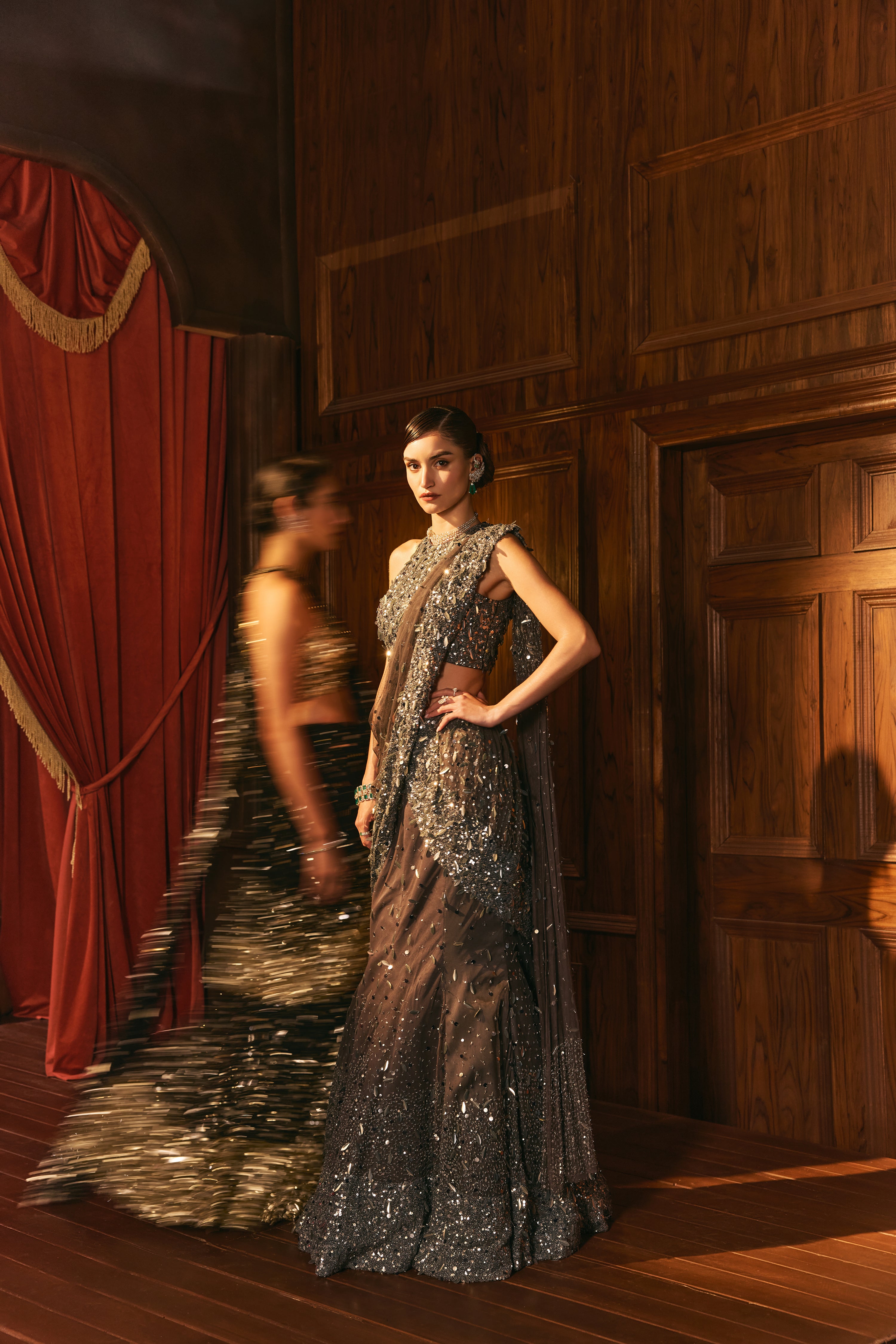 Sterling shimmer- lehenga saree