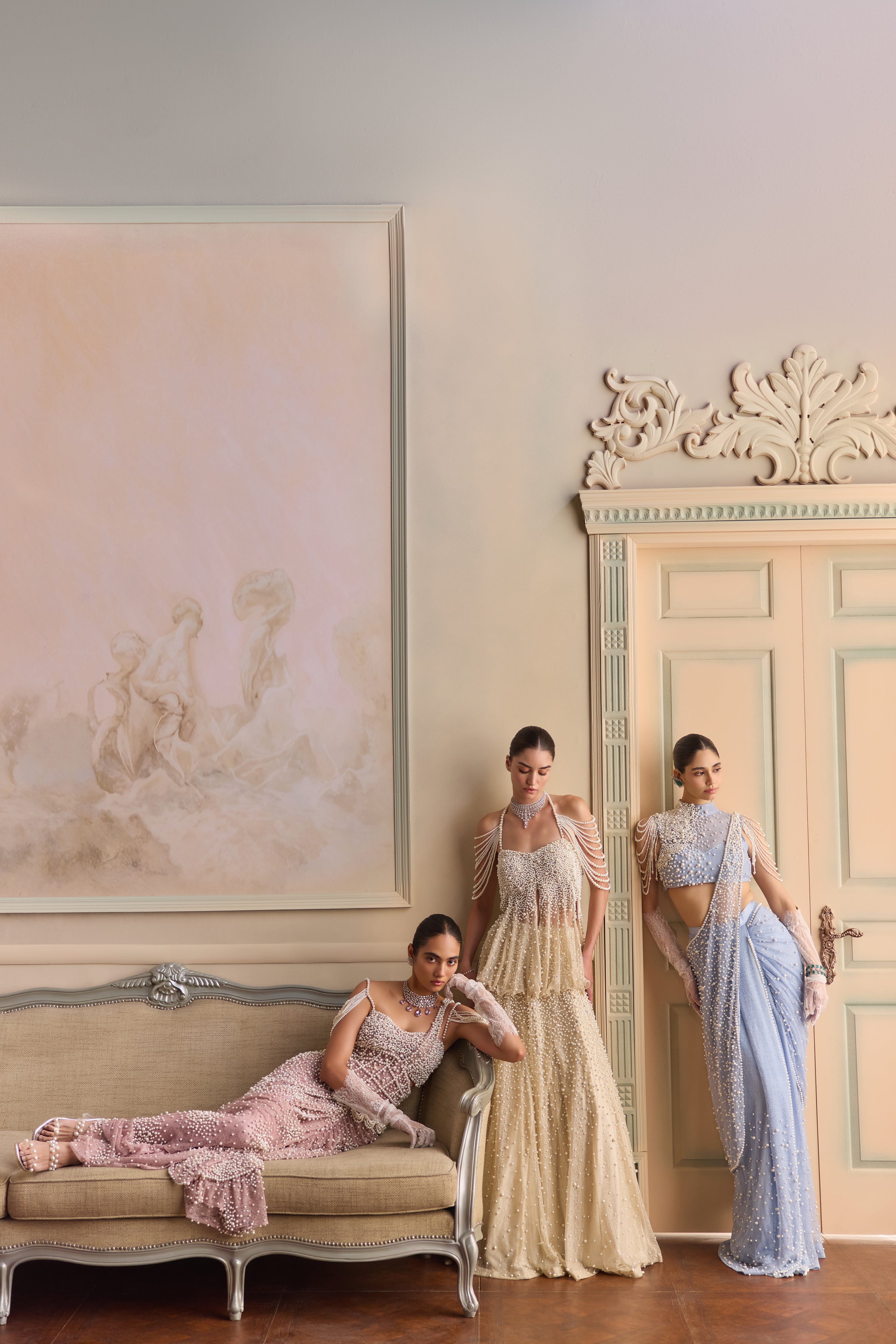 Creme moon- Pearl lehenga
